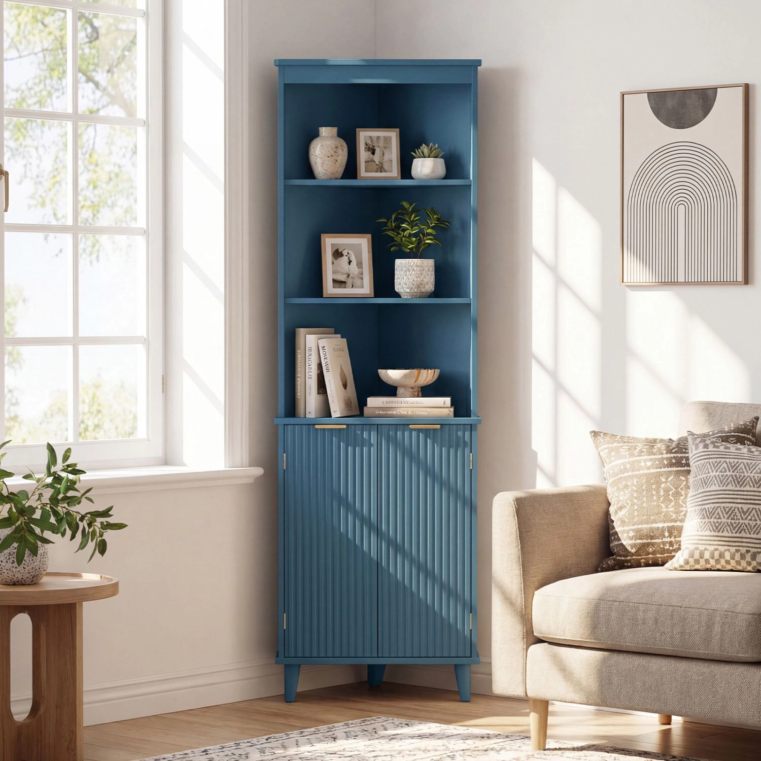 Slickblue Corner Storage Cabinet with Adjustable Shelves