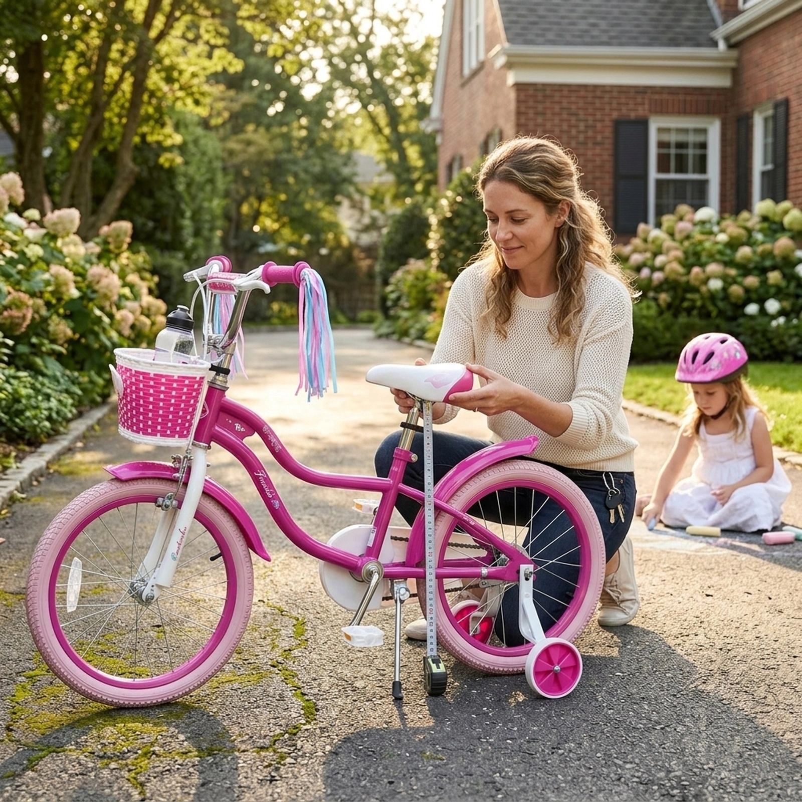 20-in Kids Bike Girls Ages 8+ Adjustable Bicycle Mermaid Theme Streamers Front Basket Kickstand 200-lb Seat Capacity