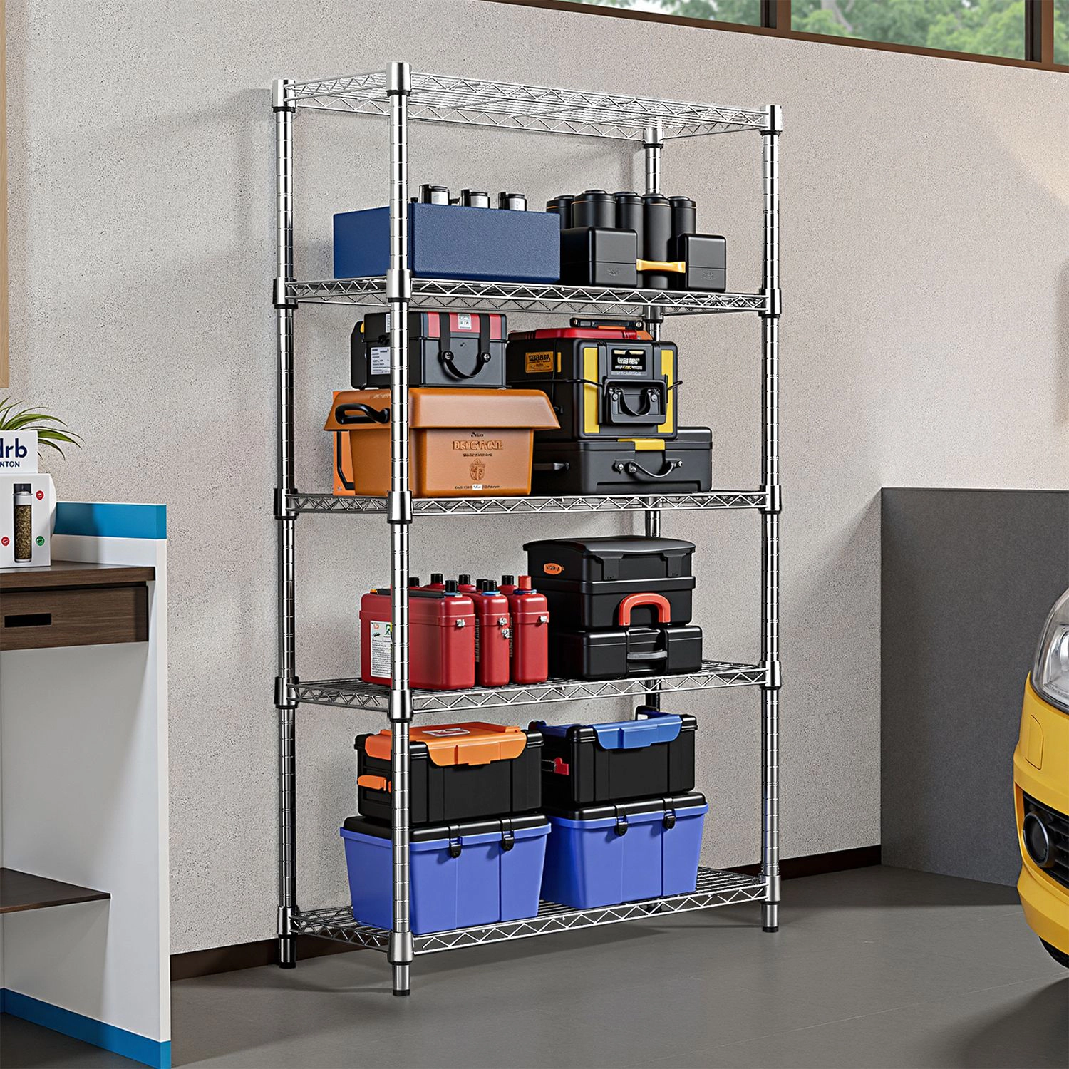 Flynama 5 Tier Utility Wire Shelving 1250 lbs Steel Organizer Rack for Home Kitchen and Office