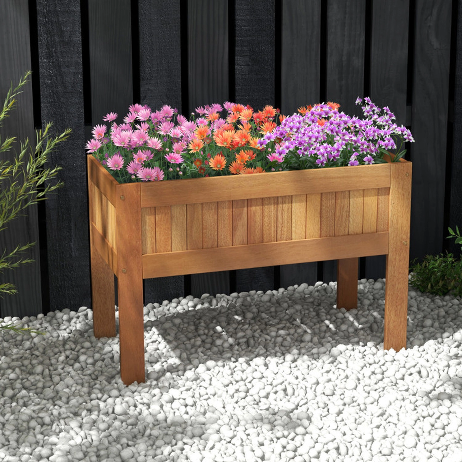 SUGIFT 35-in 2.7-cu ft 50-lb Capacity Solid Wood Elevated Raised Garden Bed with Legs and Slatted Bottom