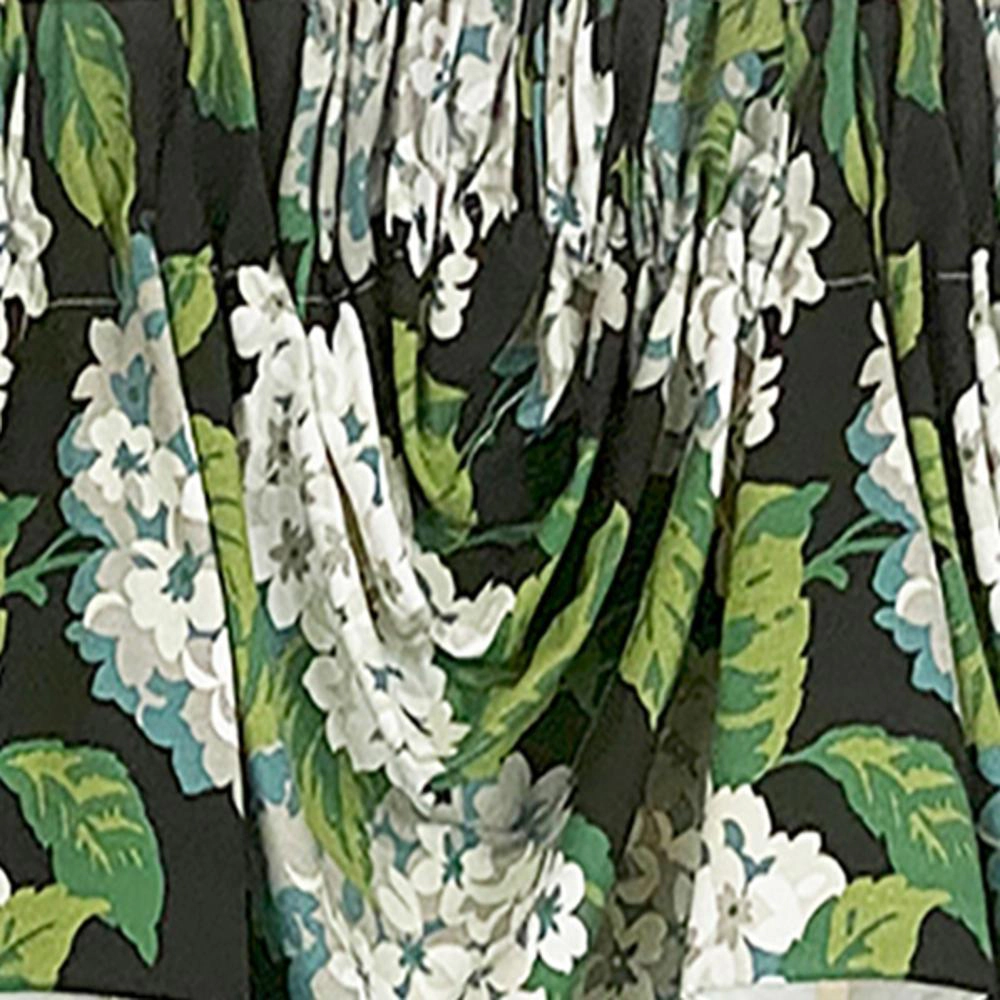RLF Home Hydrangea Empire Valance Tuxedo Black 3-Scoop. 64"W x 25"L For windows up to 60"W