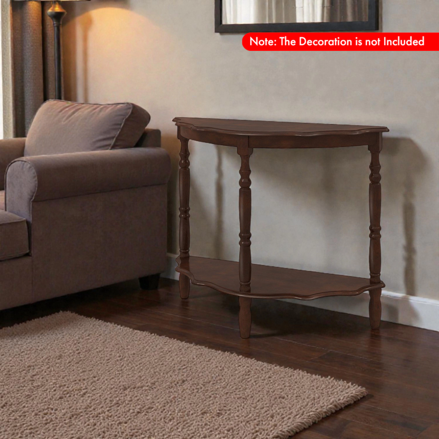Hivvago Elegant Semi-Circle Hall Table with Storage Shelf and Rubberwood Supports