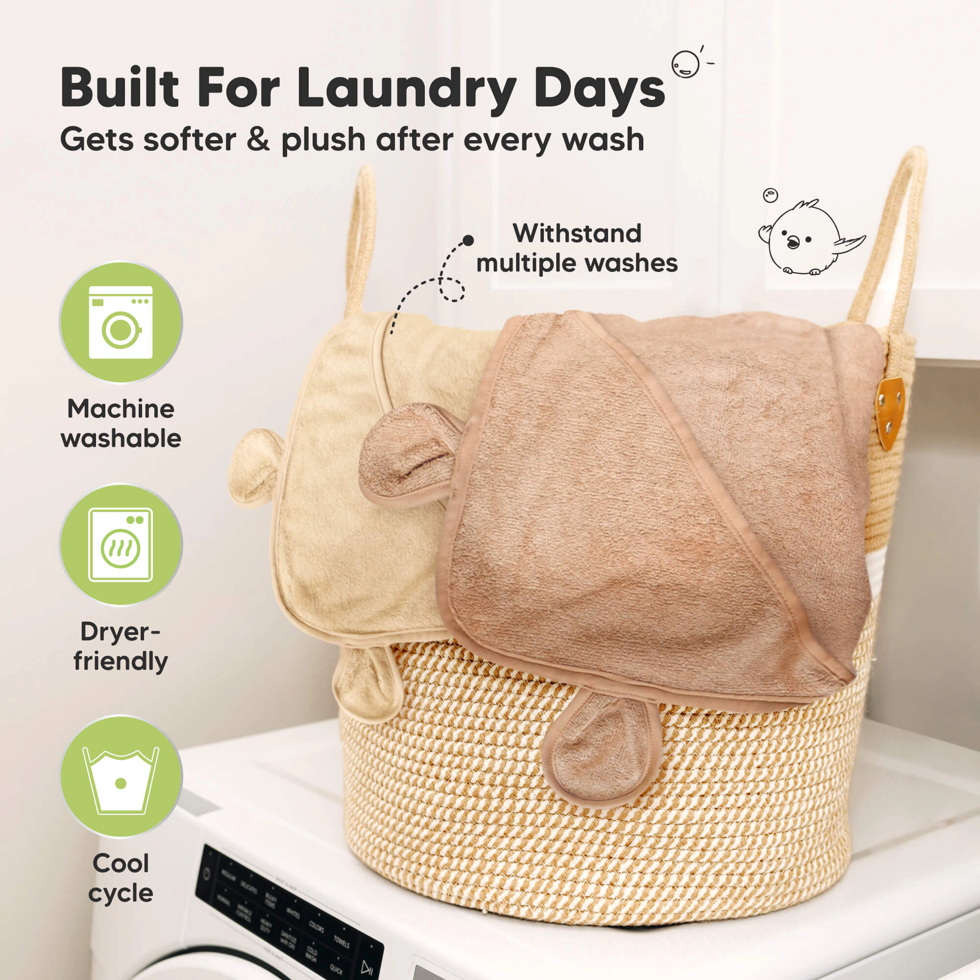 KeaBabies 2-Pack Snuggle Hooded Towels