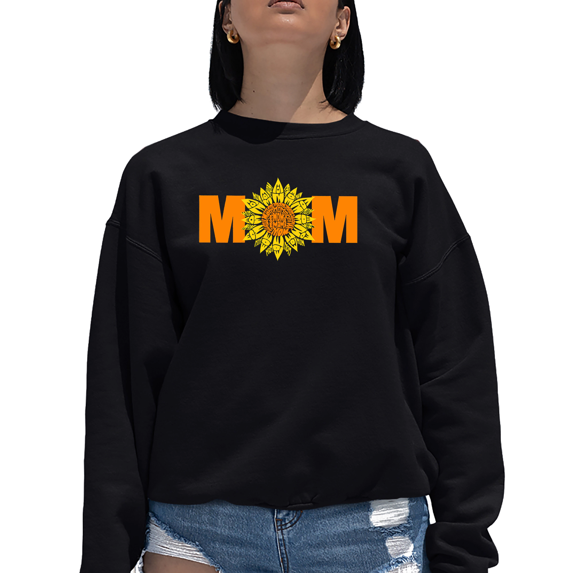 LA Pop Art Mom Sunflower - Women's Word Crewneck Sweatshirt
