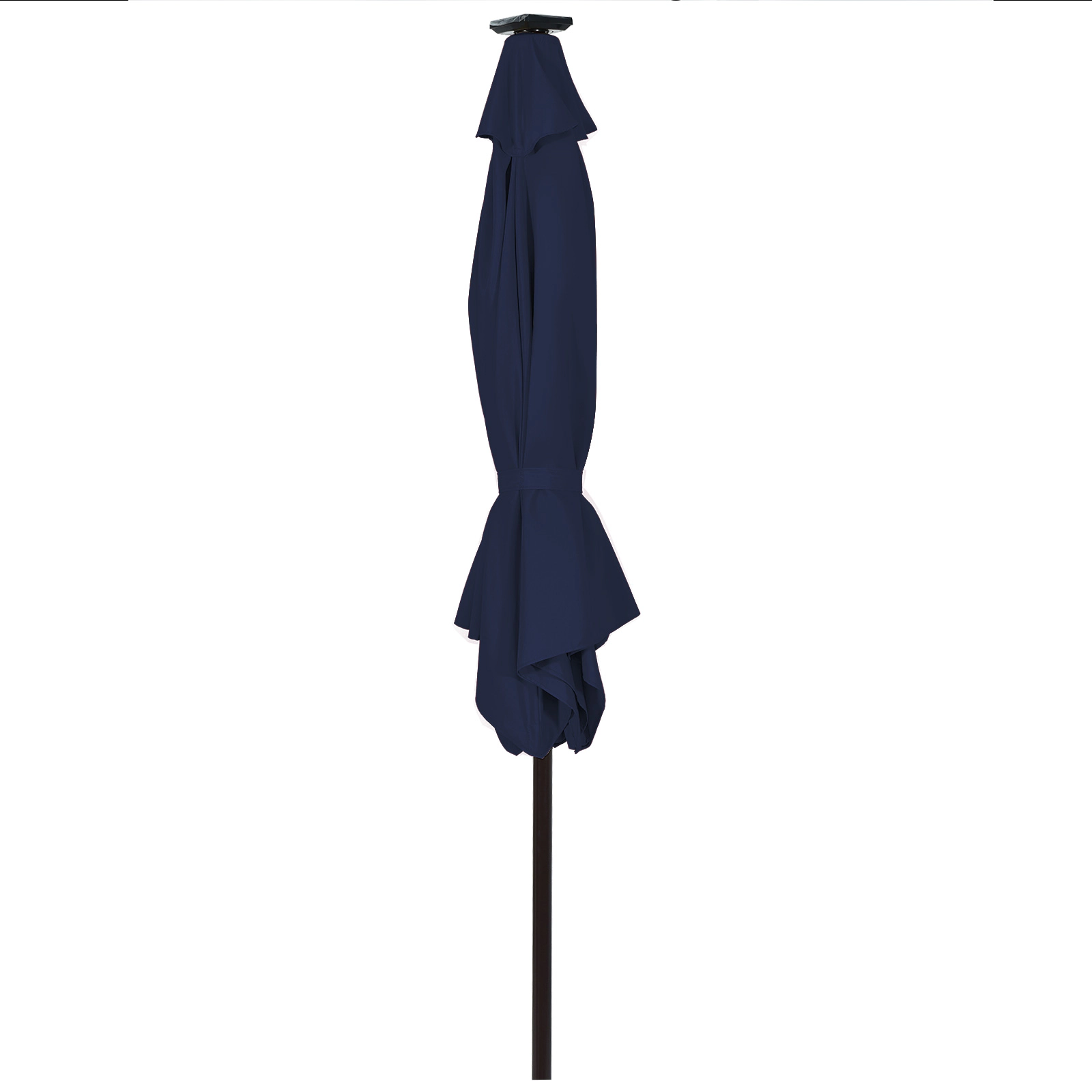 SUGIFT 10-ft Solar LED Lighted Outdoor Patio Umbrella with Crank Lift, Push-Button Tilt and Vented Canopy Dark Blue