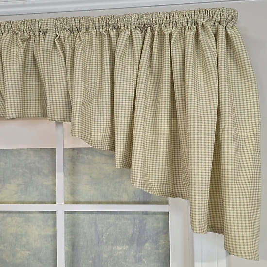 RLF Home 100% Cotton 3-PC Crosswell Center/Jabot set Fully lined Rod Pocket Valance 75" x 23"  Sage