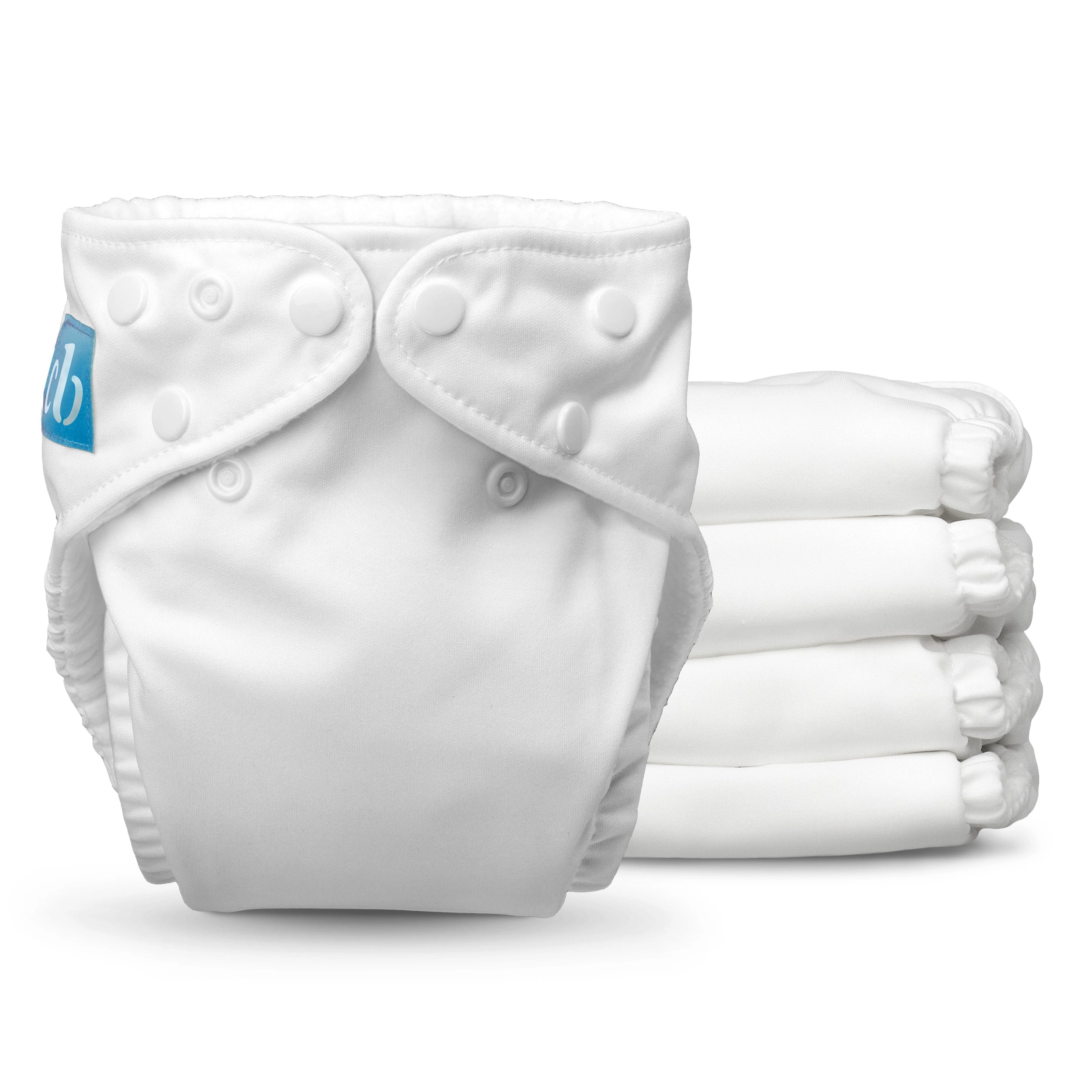 Charlie Banana One-Size Reusable Cloth Diapers with Fleece Lining - Pack of 5, All White