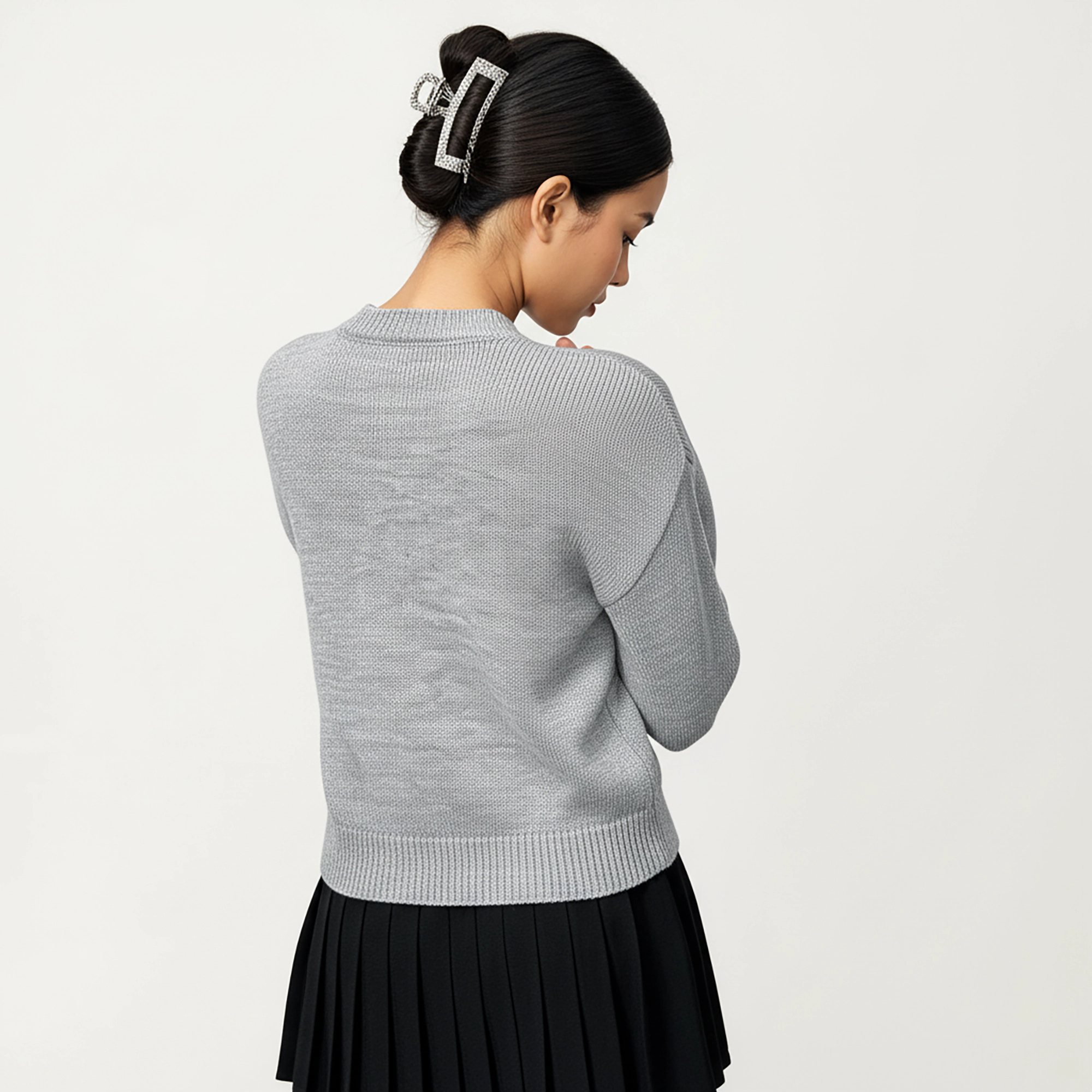 Anna-Kaci Women's Long Sleeve Knit Top with Dimensional Ribbon Design and Soft Textured Fabric for Stylish Everyday Wear