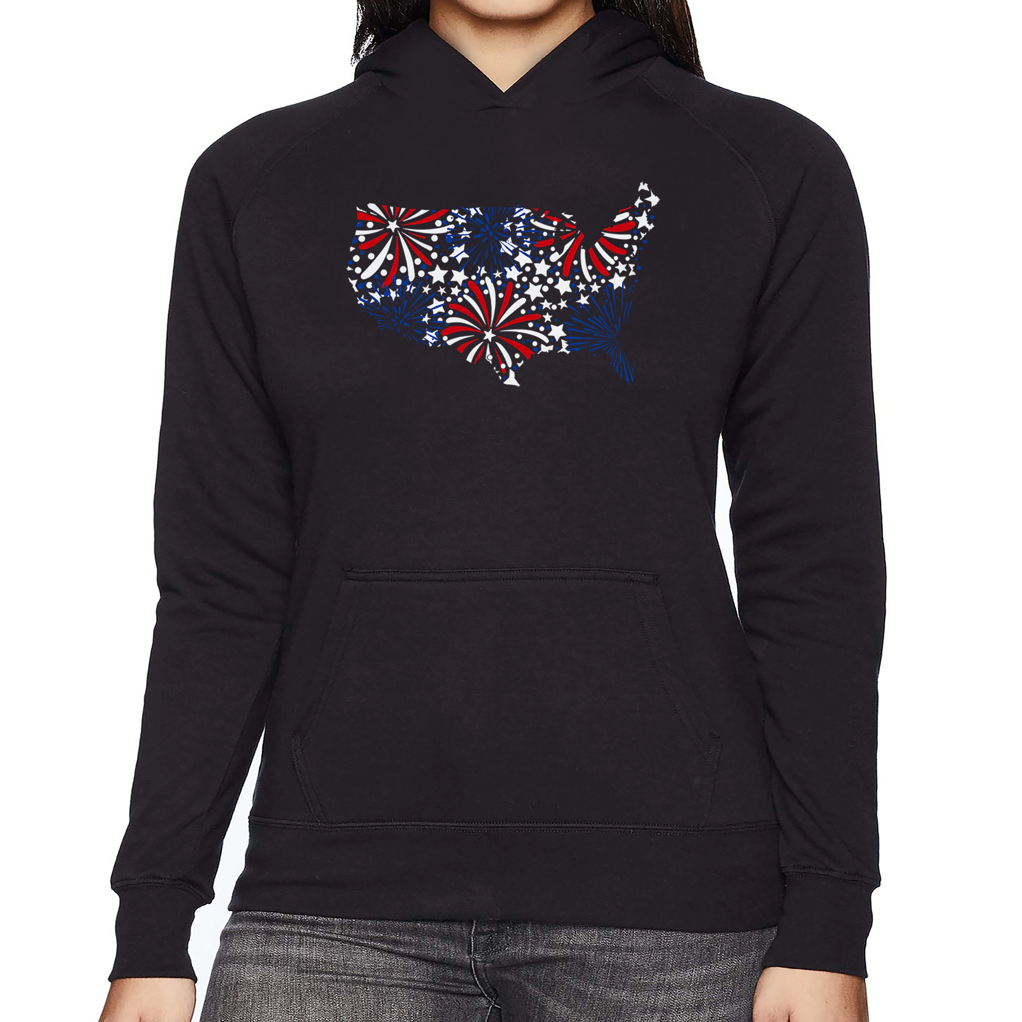 LA Pop Art USA Fireworks - Women's Word Hooded Sweatshirt