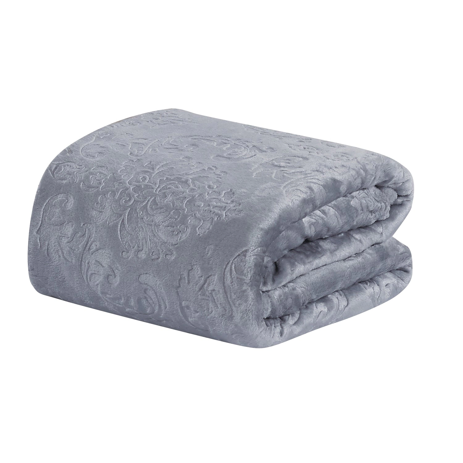 Plazatex Versailles Embossed Decorative Super Soft Throw Blanket for Sleep/Decor 2 Pack 50" x 60" Grey