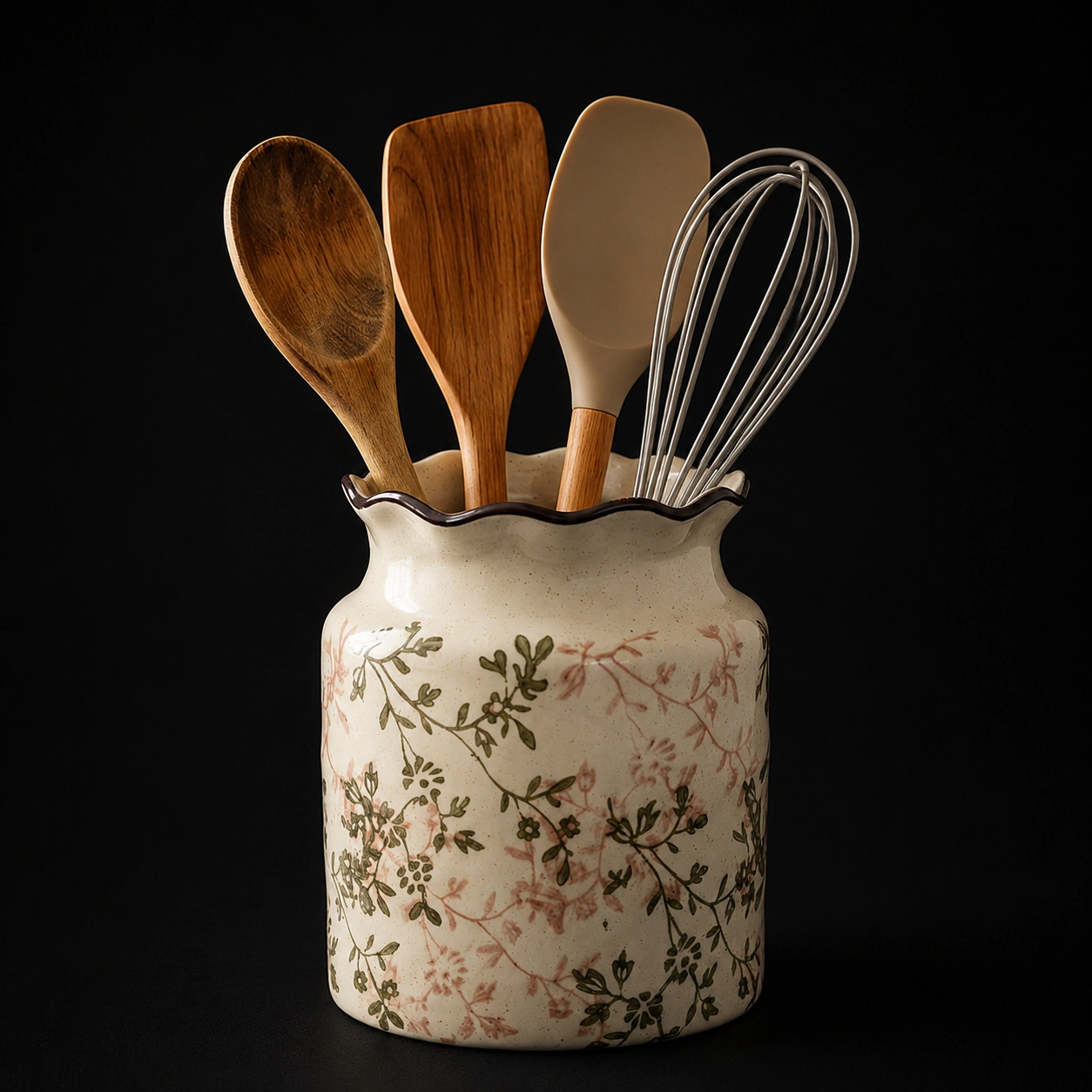 WZK Farmhouse Ceramic Decorative Kitchen Utensil Holder