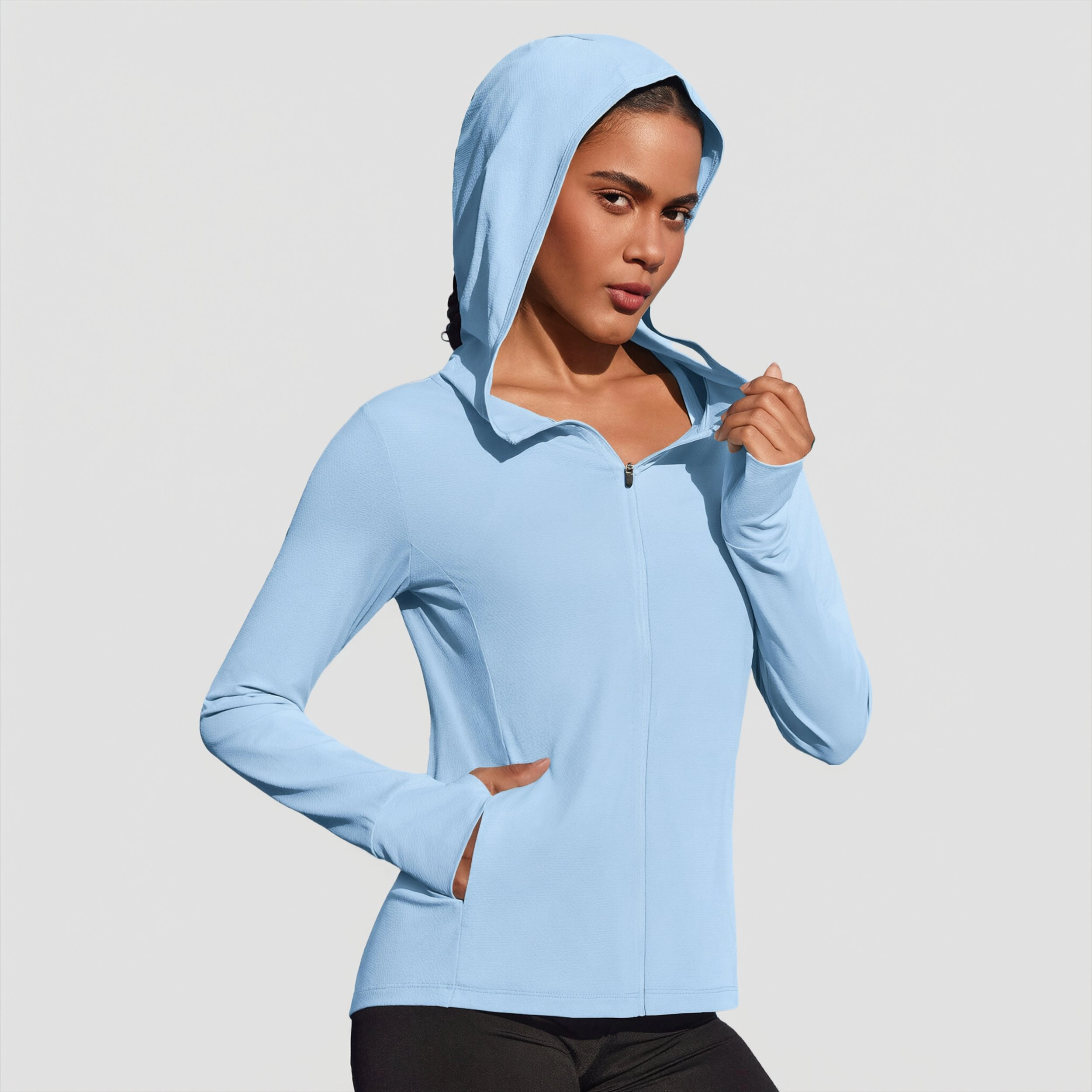 Pinspark Women's Full Zip Hooded Long Sleeve Athletic Jacket