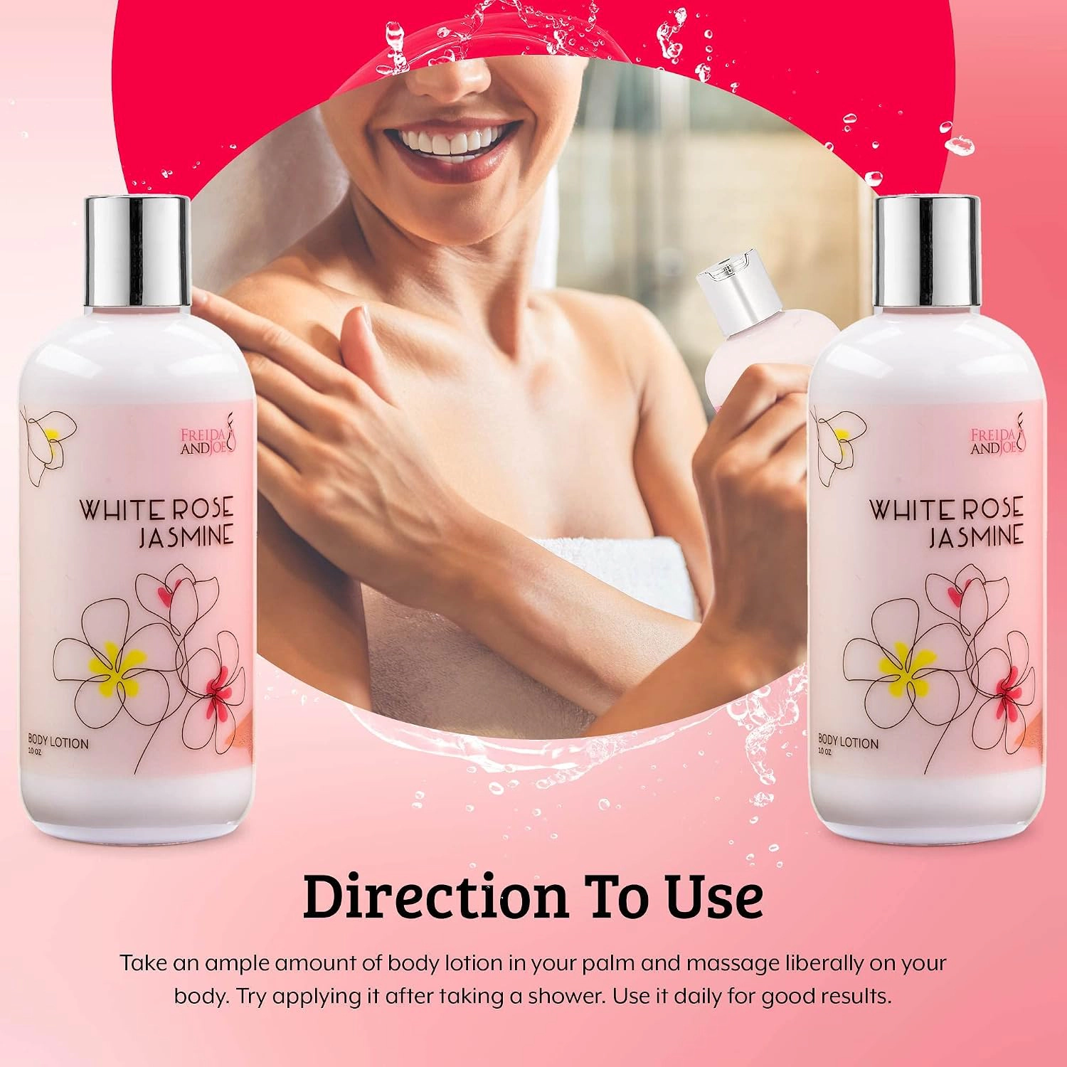 Freida and Joe Women White Rose Jasmine Fragrance Body Lotion in 10oz Bottle