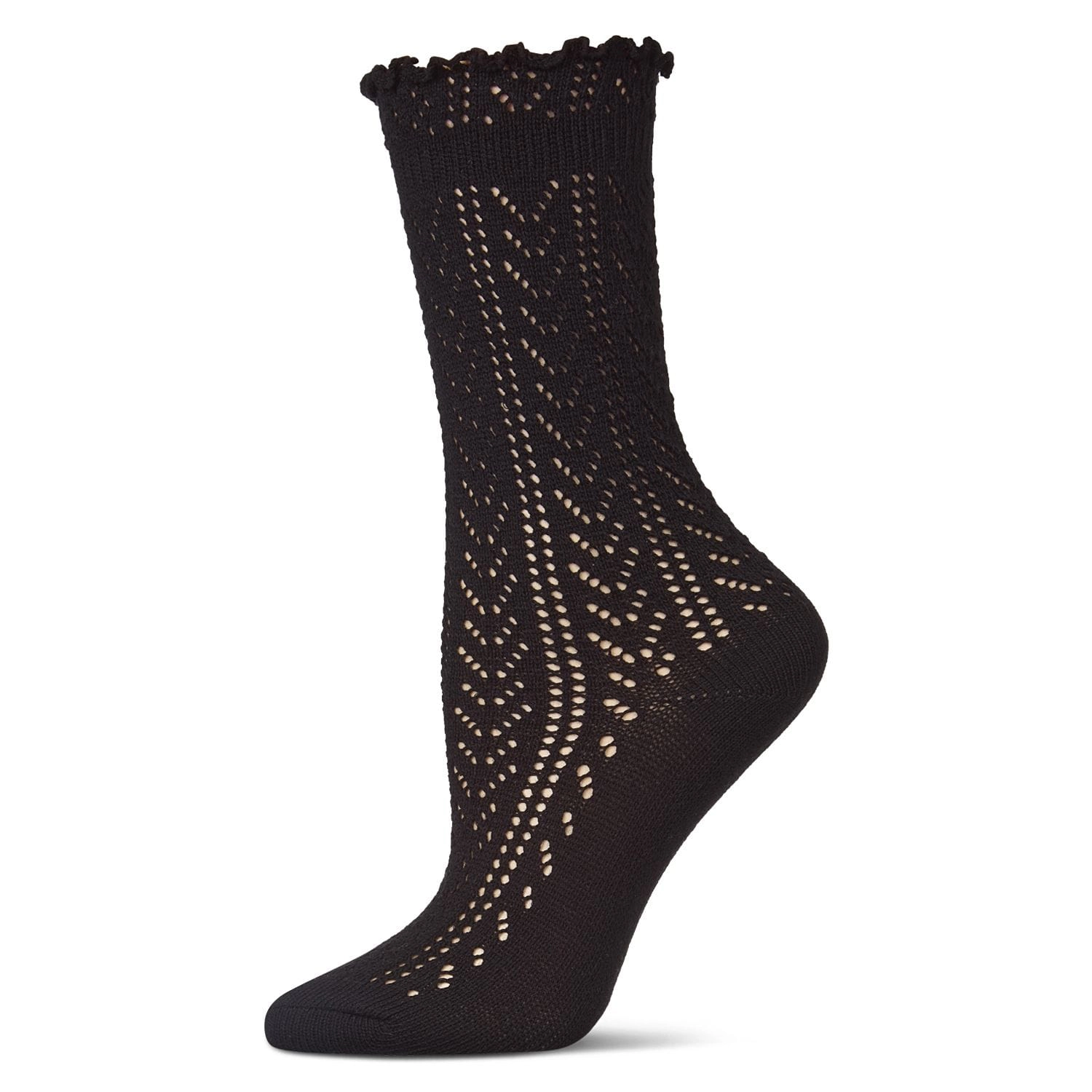 MeMoi Women's Ruffle Pointelle Crew Socks