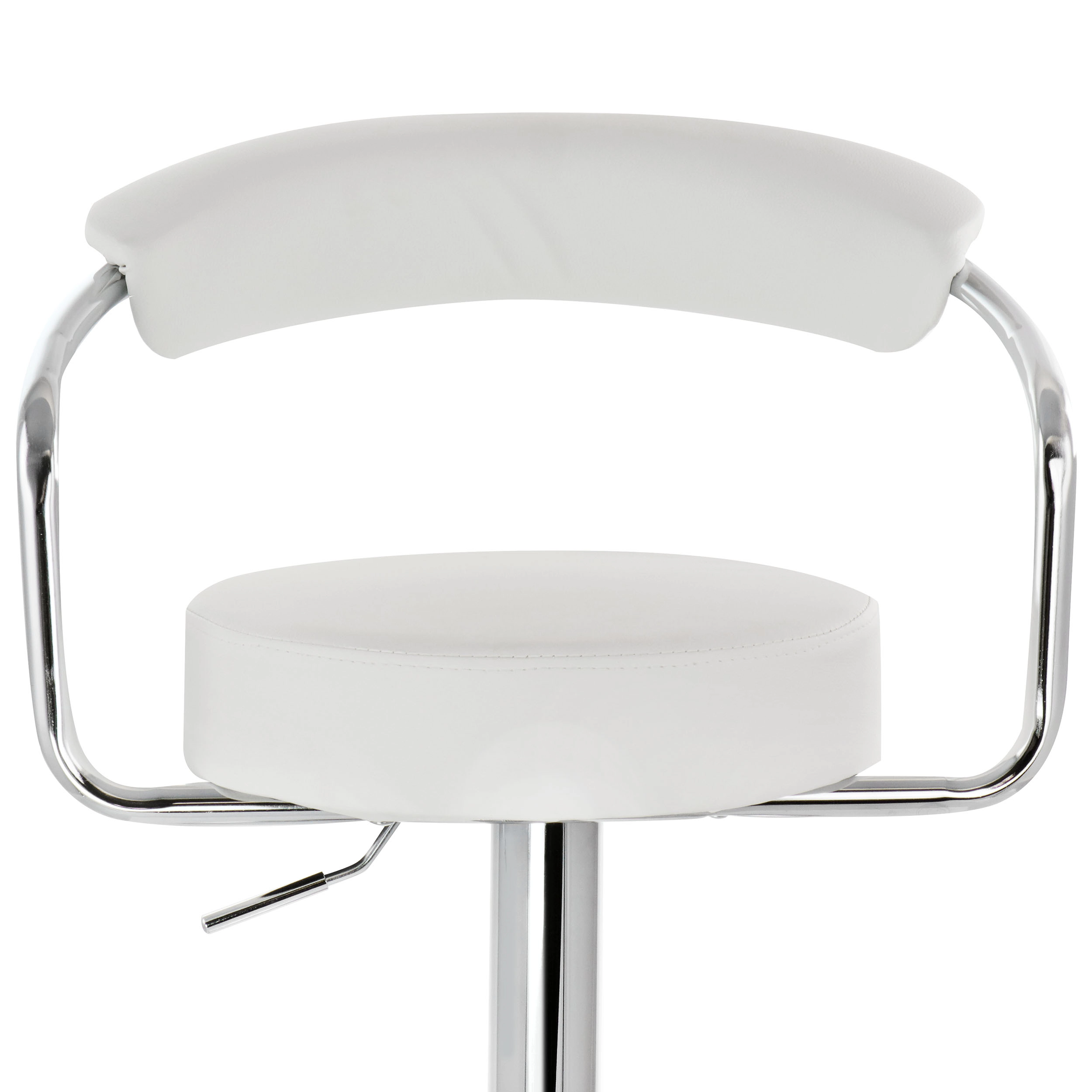 Elama 2 Piece Faux Leather Retro Adjustable Bar Stool in White with Chrome Handles and Base