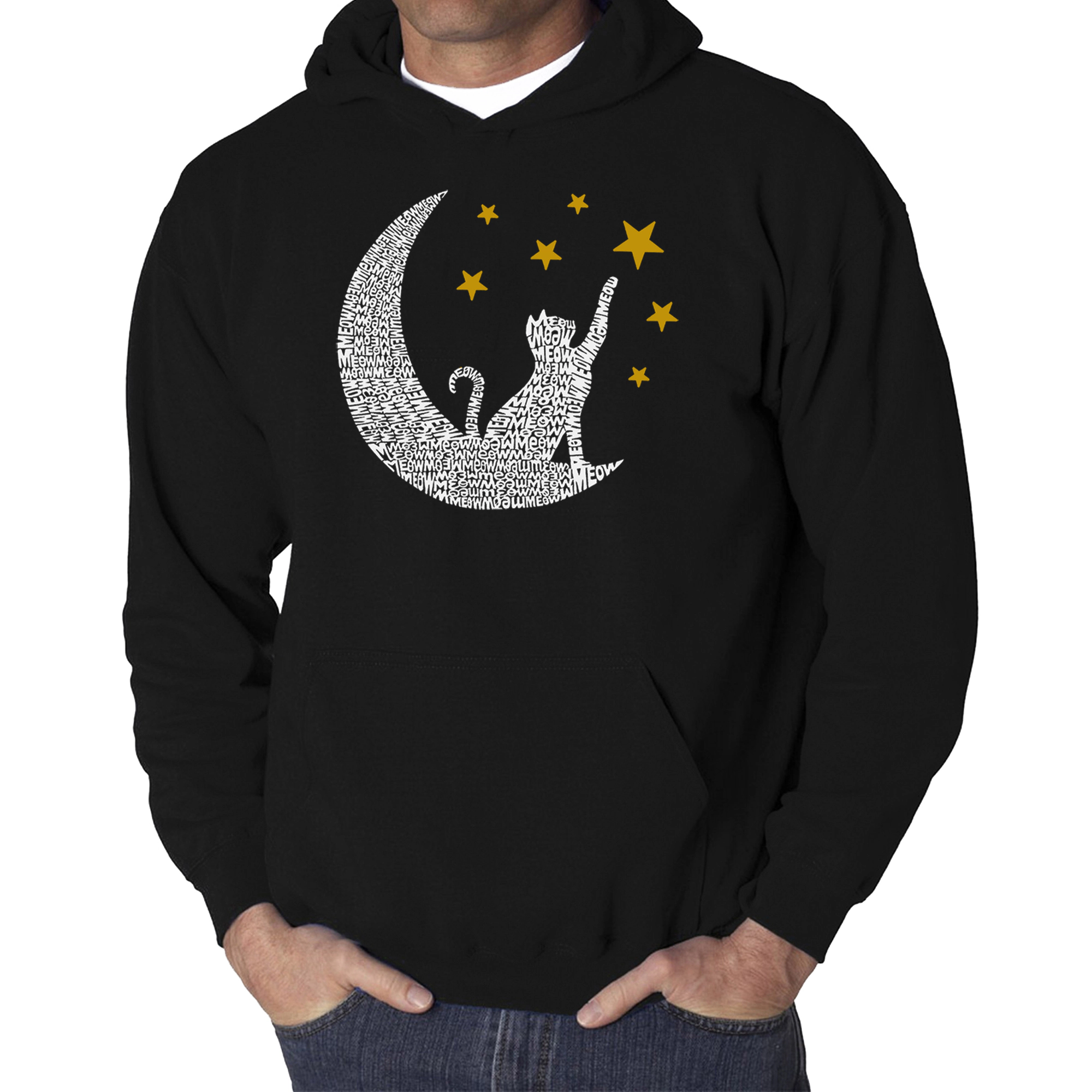 LA Pop Art Cat Moon - Men's Word Hooded Sweatshirt