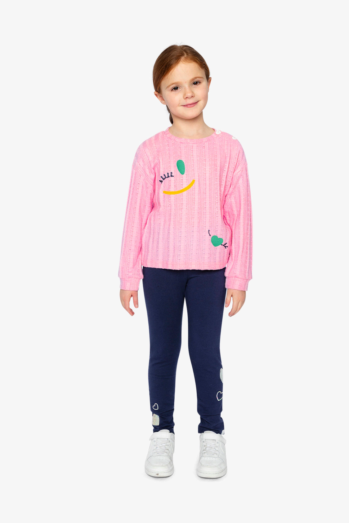 Deux par Girls Glittery Heart Organic Cotton Leggings