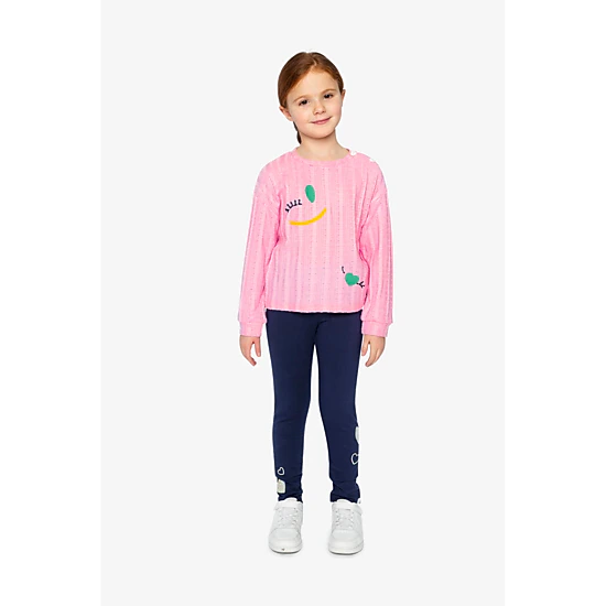 Deux par Deux Girls Fruit Embroidered Knit Top