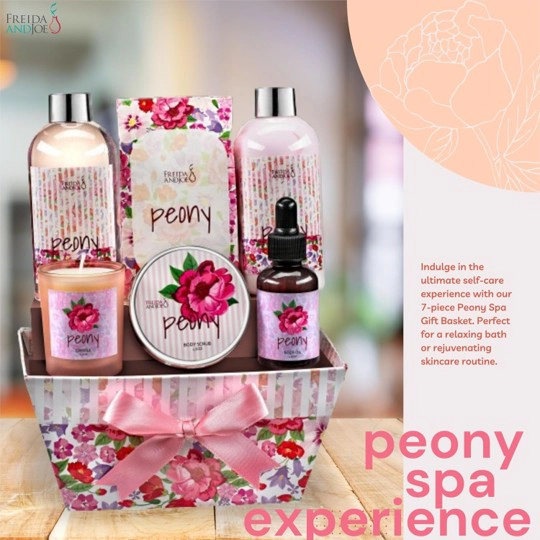 Freida & Joe Women Peony Floral Spa Basket Bath and Body Gift Set