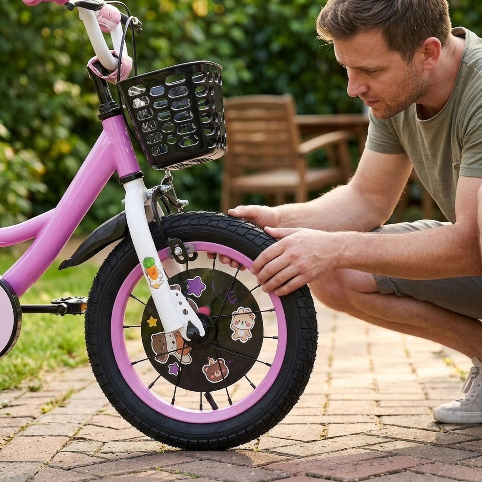 12-in Kids Bike Front Basket Fenders Removable Training Wheels and Adjustable Handlebar and Saddle Ages 3-4 Purple