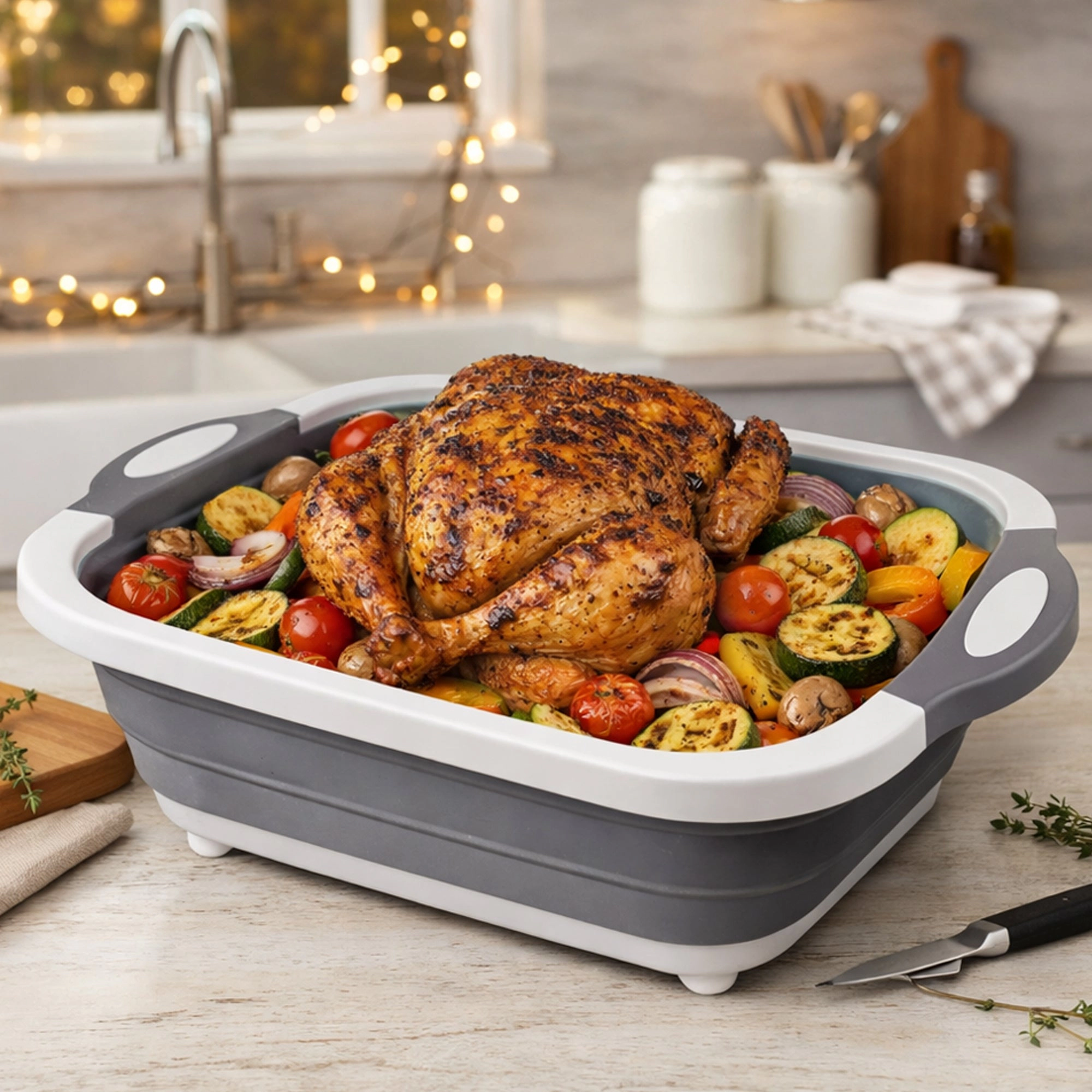 Cheer Collection Collapsible BBQ Prep Tub and Cutting Board 3 in 1 Travel