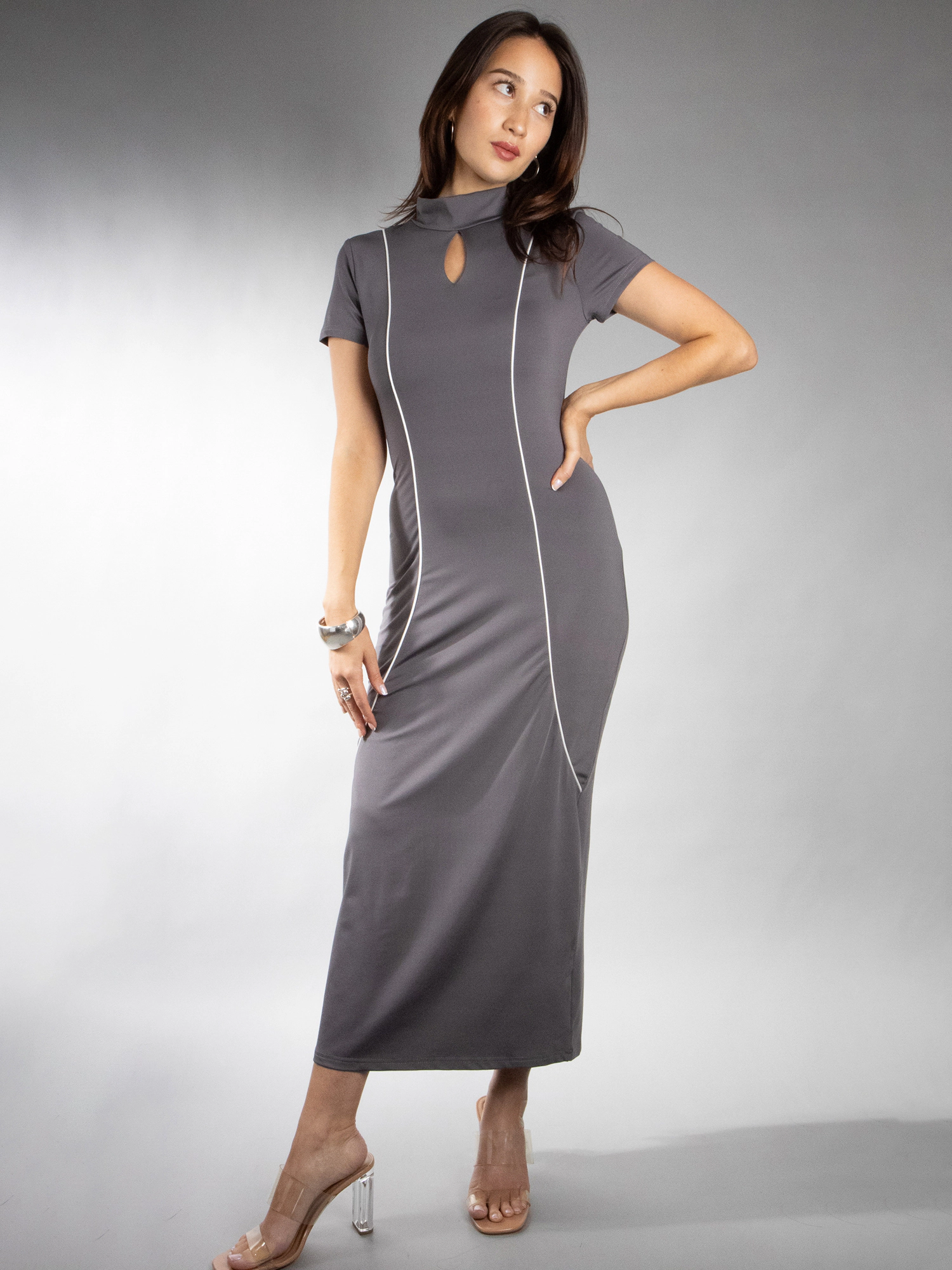 JESS by Meiko Women's Sculpting Keyhole Bodycon Maxi Dress