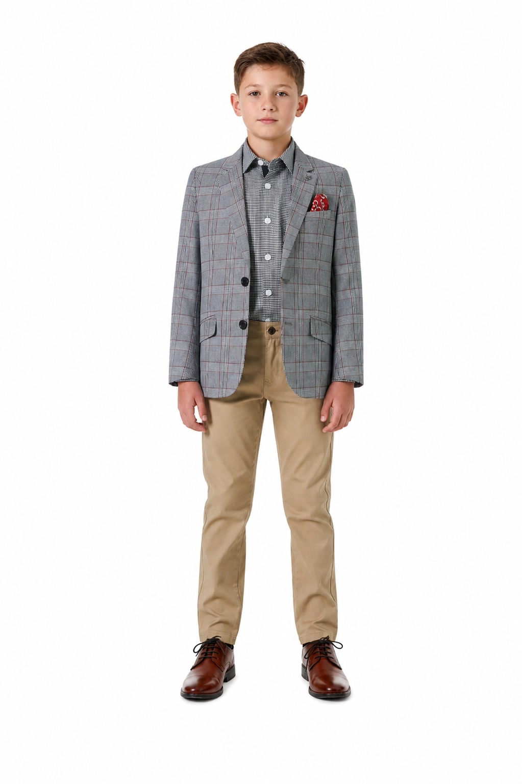 Elie Balleh Boys Slim Fit Plaid Blazers Sports Coat Jacket