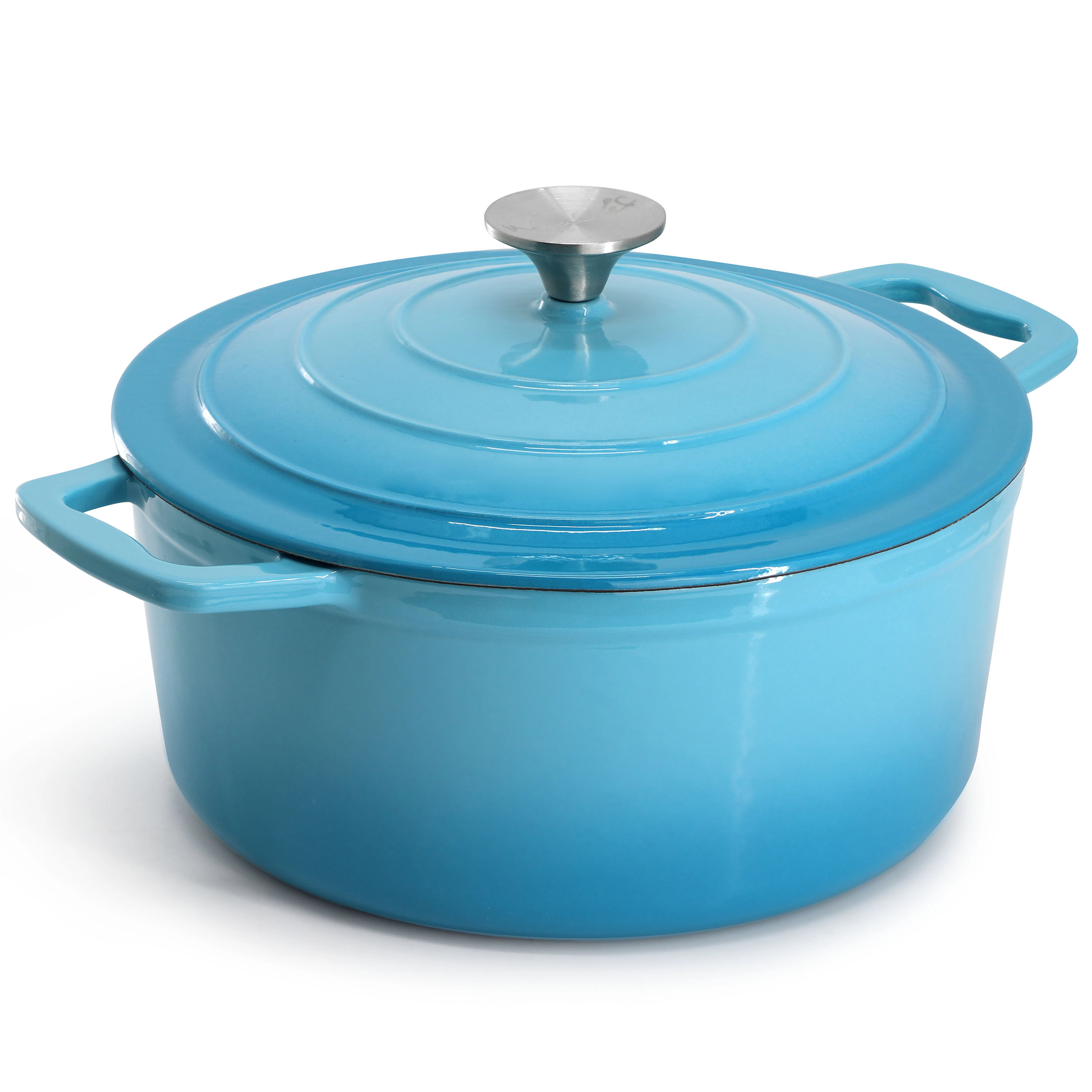 MegaChef 5 Quarts Round Enameled Cast Iron Casserole with Lid
