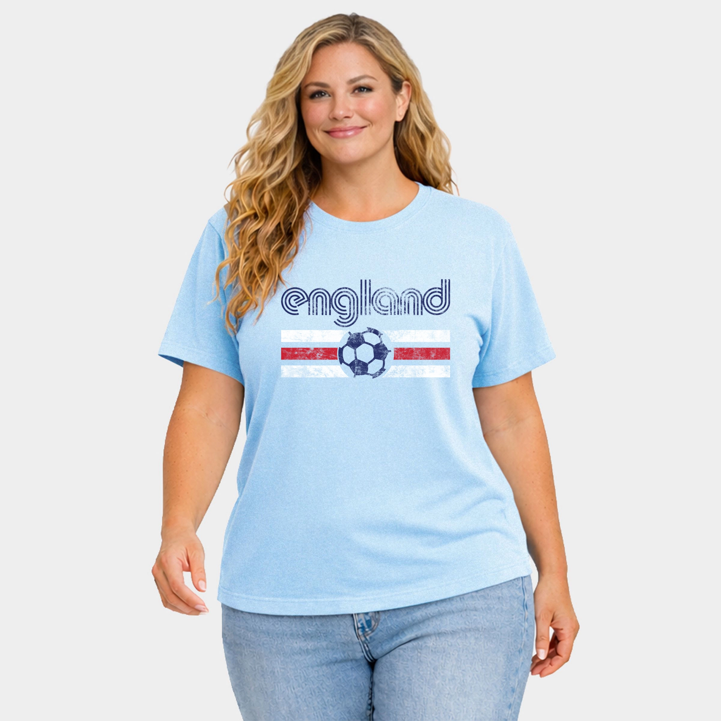 Simply Sage Market - England Soccer Flag Women's Plus Sized Garment Dyed Graphic T-Shirt