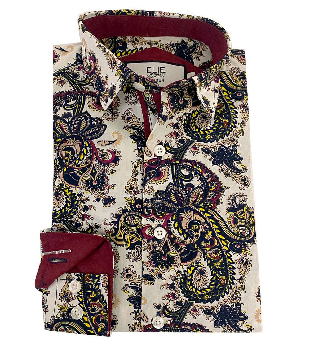 Elie Balleh Boys Slim Fit Paisley Shirt