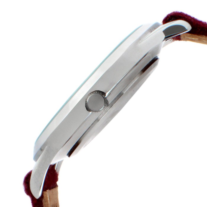 Peugeot Men's Round 40mm Steel Case with Burgundy Wool/Leather Strap