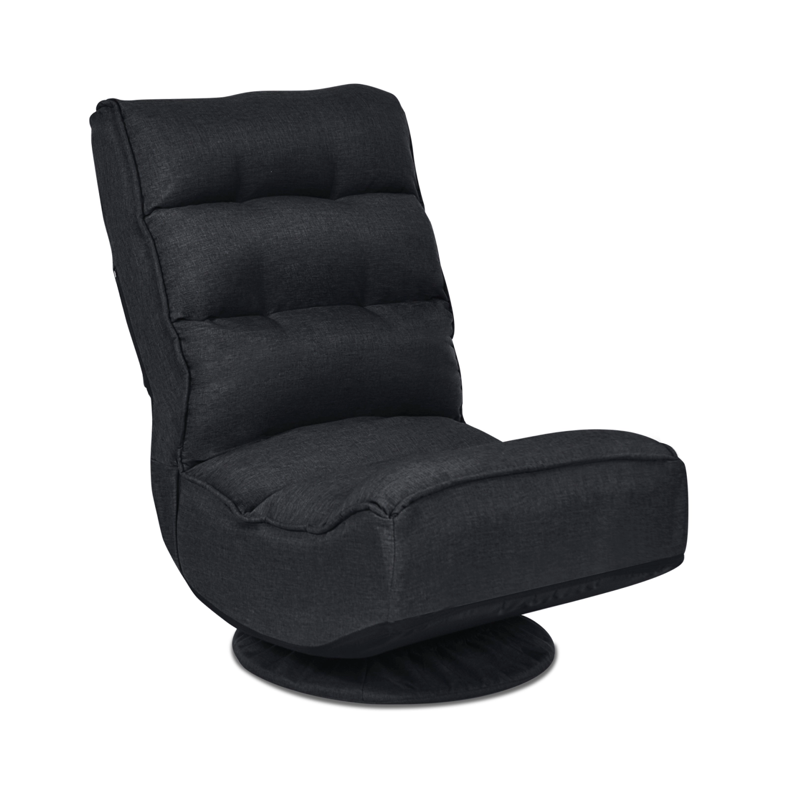 SUGIFT 5-Position Swivel Folding Floor Gaming Chair 300-lb Capacity 23-in Long Iron Frame Floor Seat Black