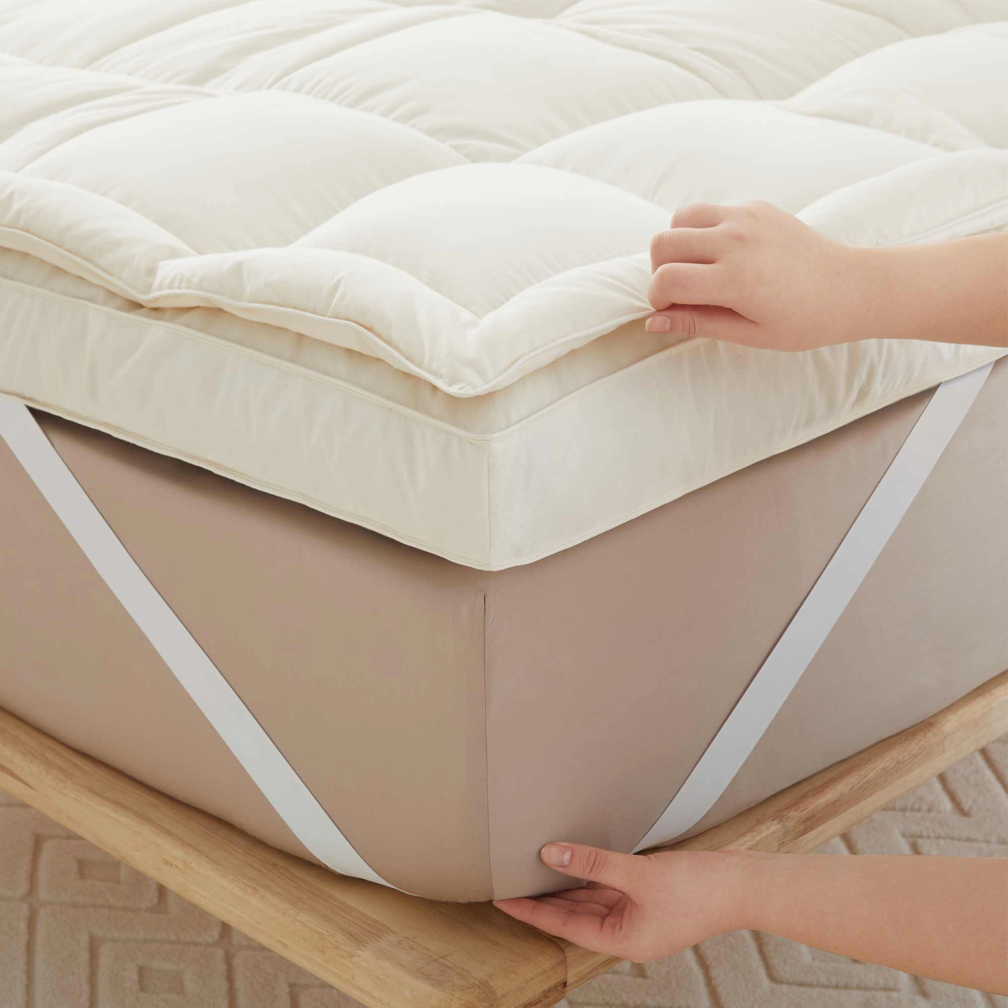 PEACE NEST 3" Mattress Topper Feathers Bed Pillow Topper with 100% Organic Cotton Shell