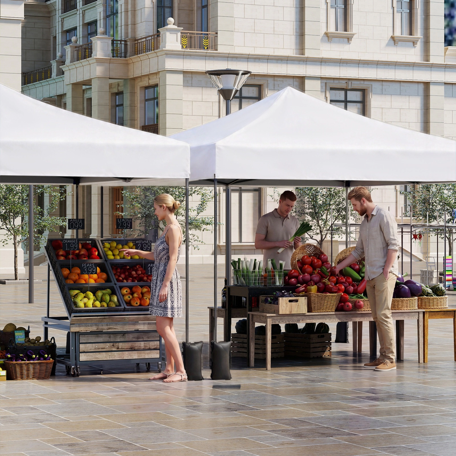 SUGIFT White Pop Up Canopy Tent with Wheeled Cover Bag and 4 Sandbags 9.5-ft W 9.5-ft D 9-ft H 5.6-ft Rim Height