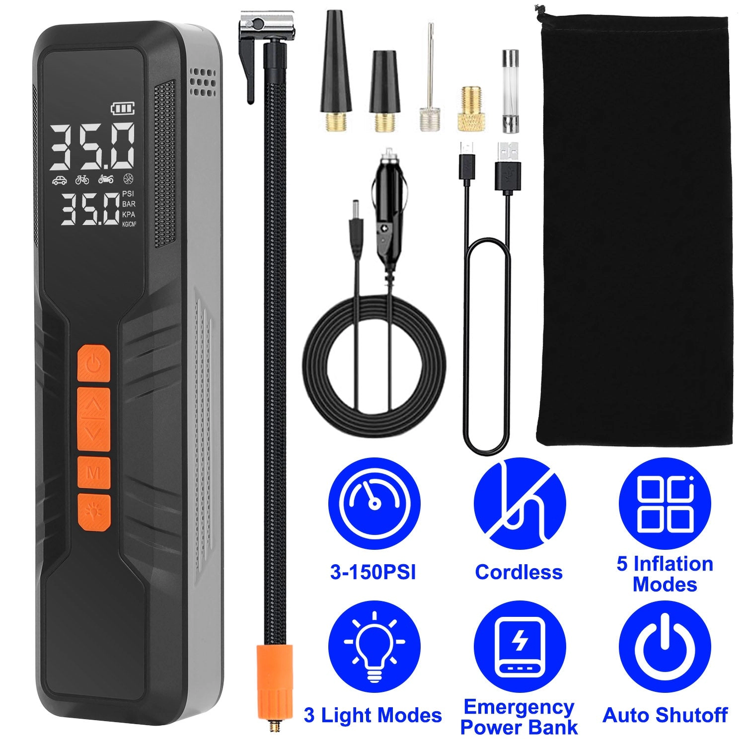 GBruno 150PSI Digital Tire Inflator Air Compressor