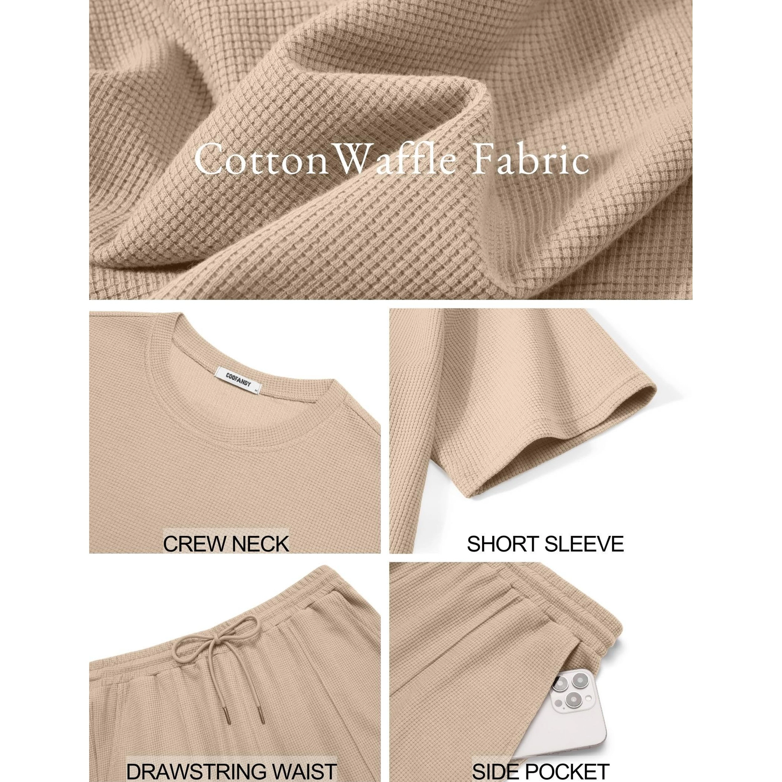 COOFANDY Men's Regular Fit Crew Neck Short Sleeve T Shirt and Shorts Two Piece Set