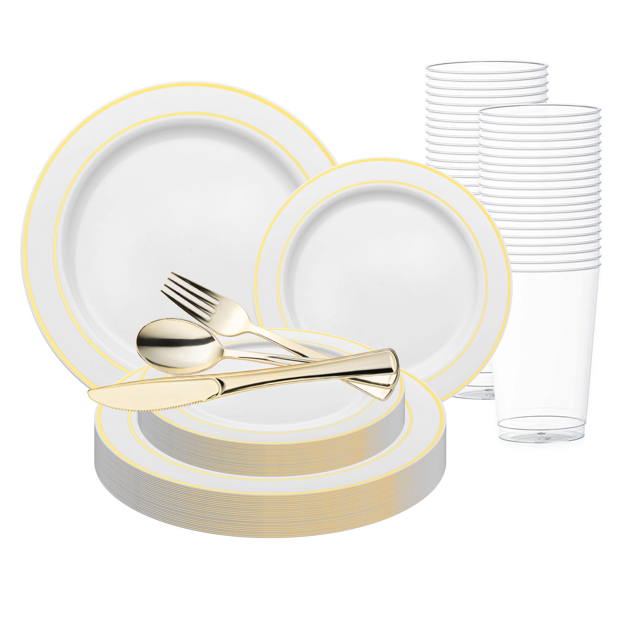 Smarty Had A Party White with Gold Edge Rim Plastic Wedding Value Set