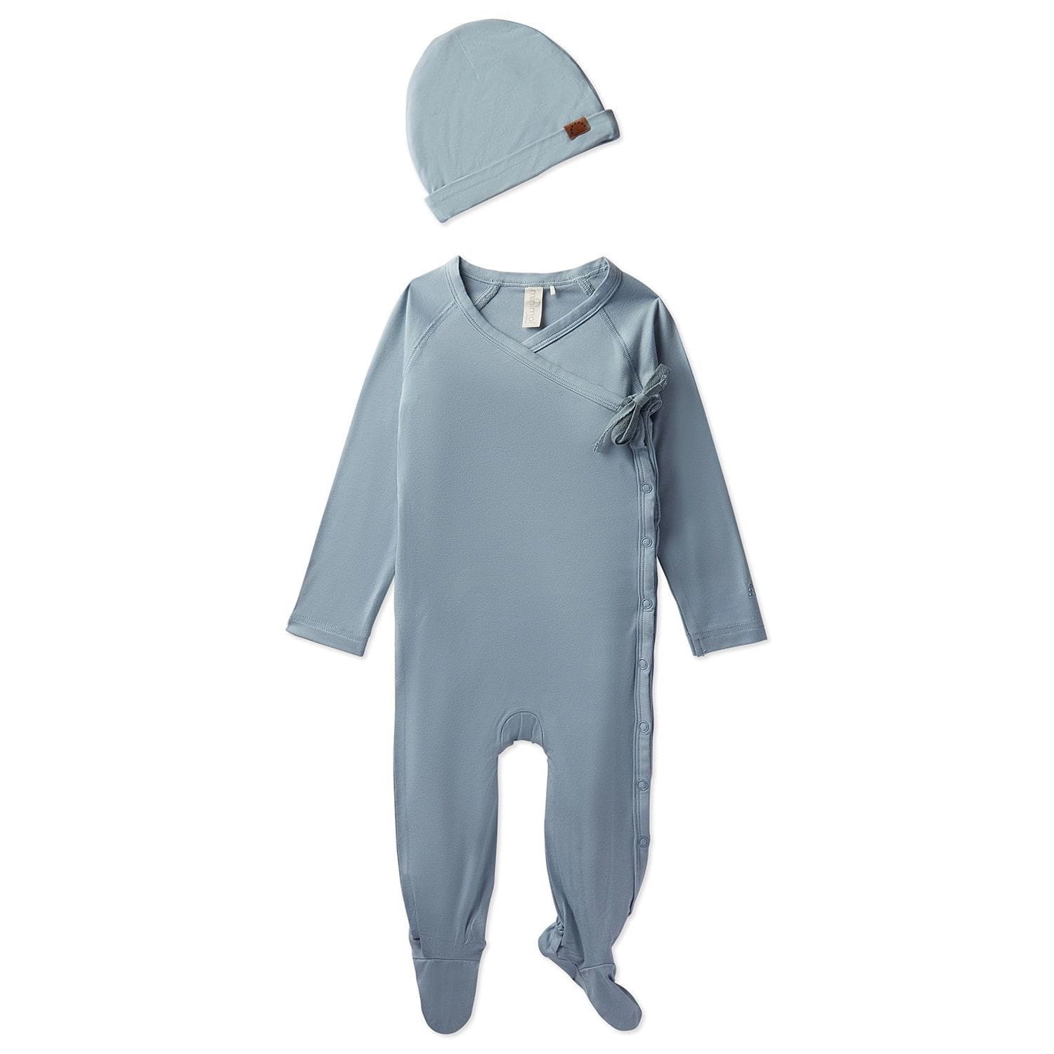 MeMoi 2 Piece Set Baby Crossover V-Neck Modal-Blend Footie and Beanie