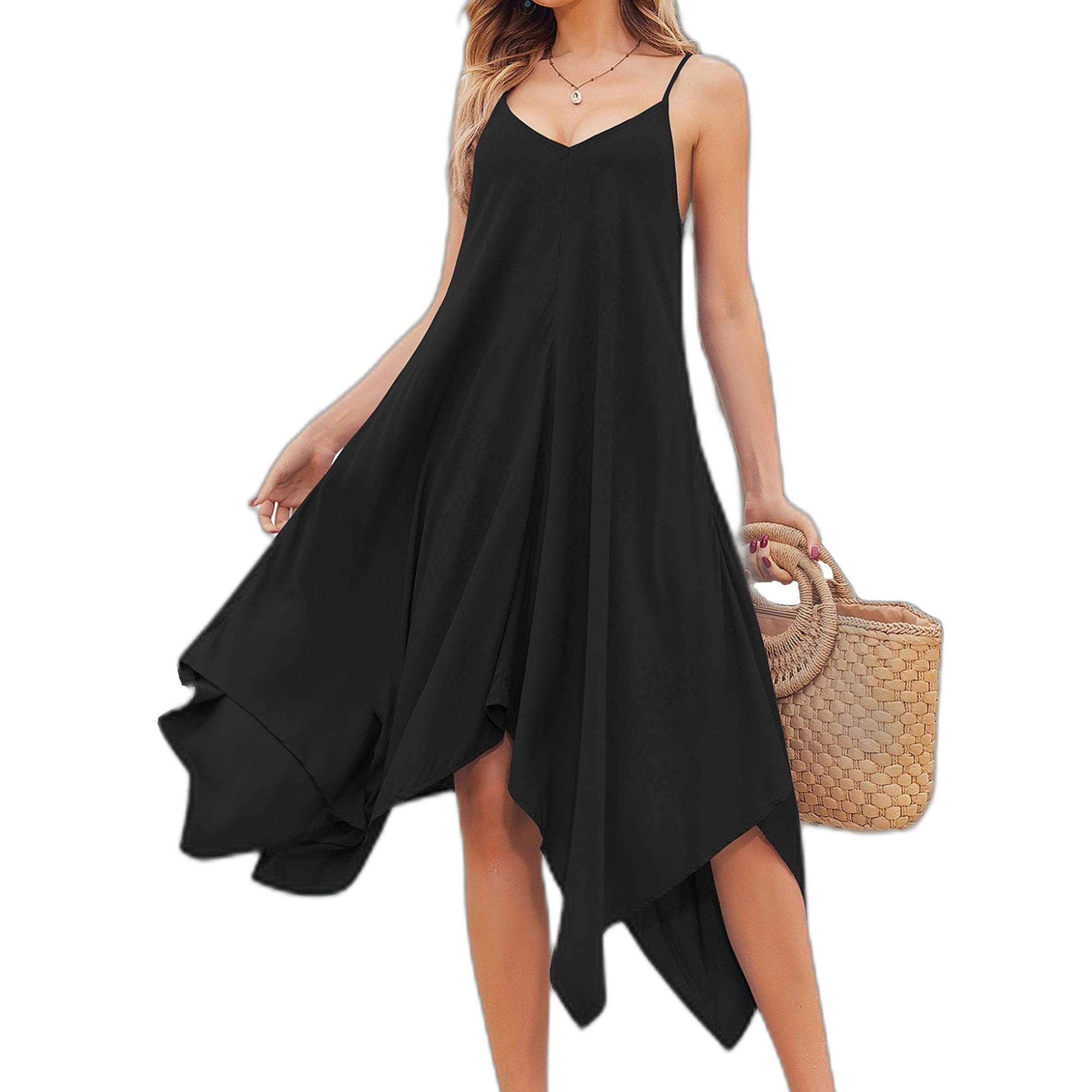 Zeagoo Women's V Neck Sleeveless Swing Dress