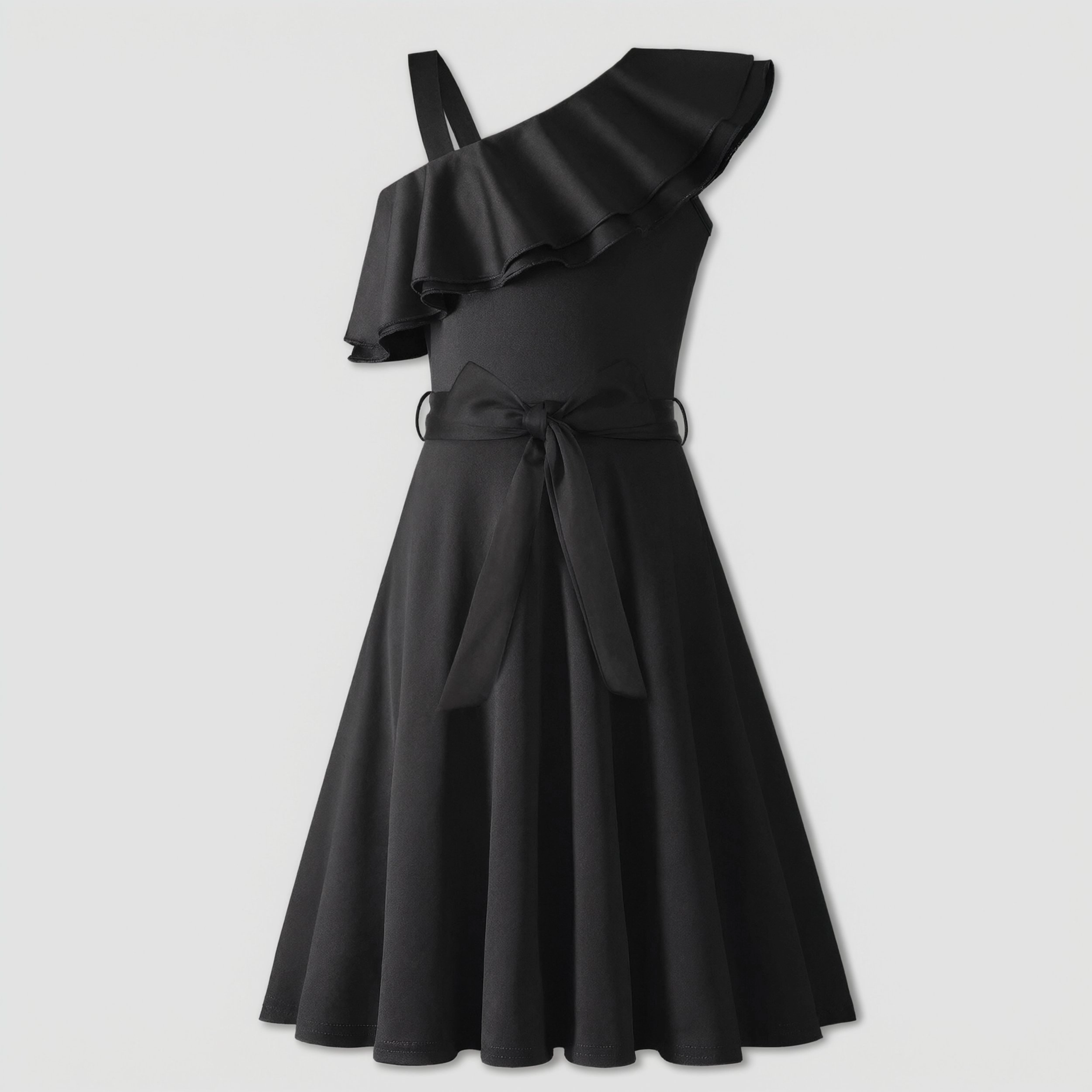 Arshiner Girls Sleeveless Ruffle Neck Aline Short Dress With Pockets