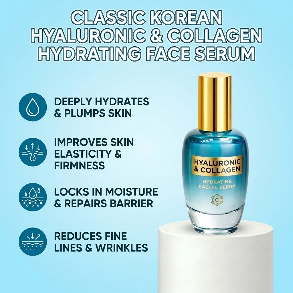 Lovery Hyaluronic Acid & Collagen Wrinkle-Reducing Facial Serum -Korean Skincare Hydrating Treatment