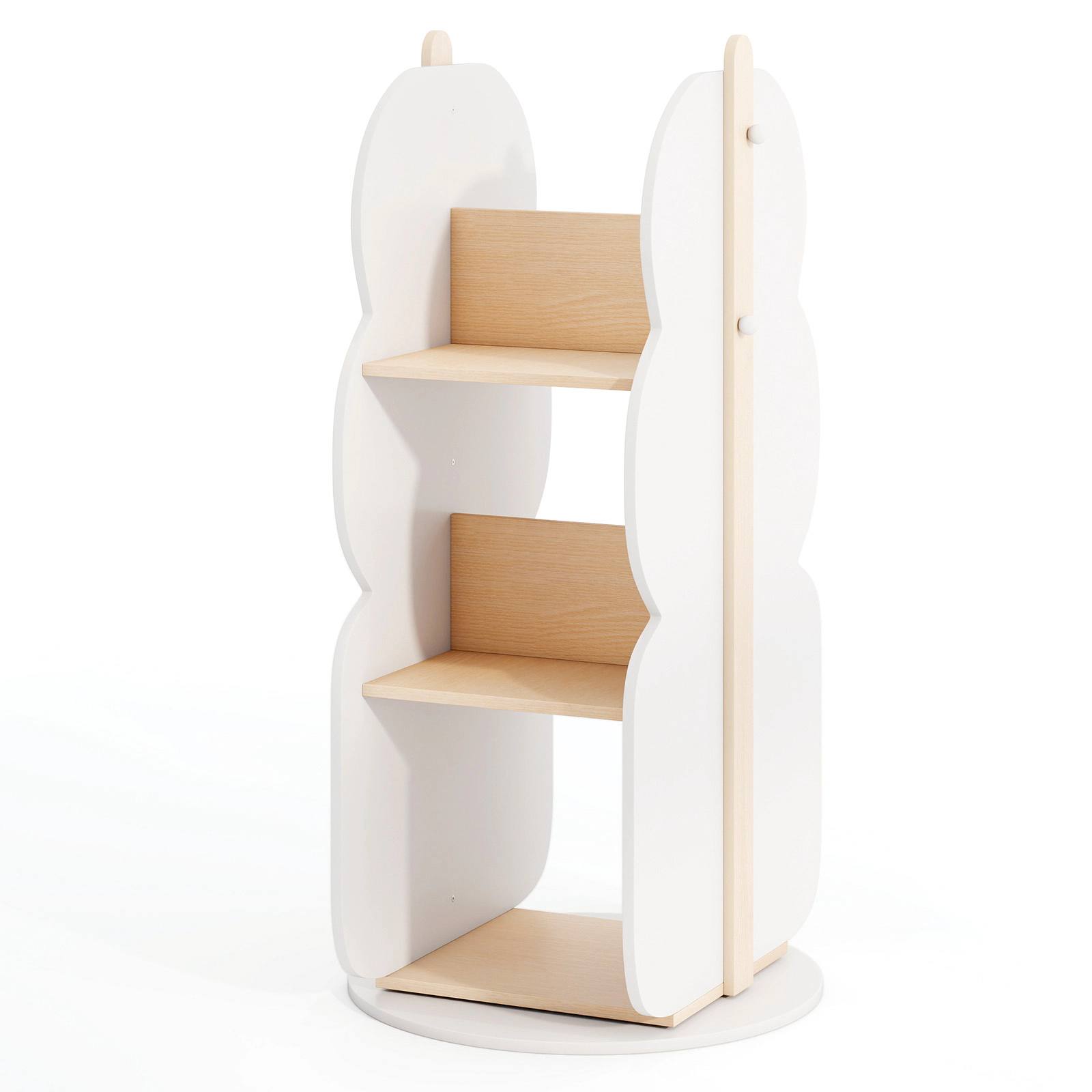 SUGIFT Kids 360-Degree Rotating 5 Open Shelves Engineered Board Toy Storage Bookshelf 12-in x 12-in x 35.5-in White