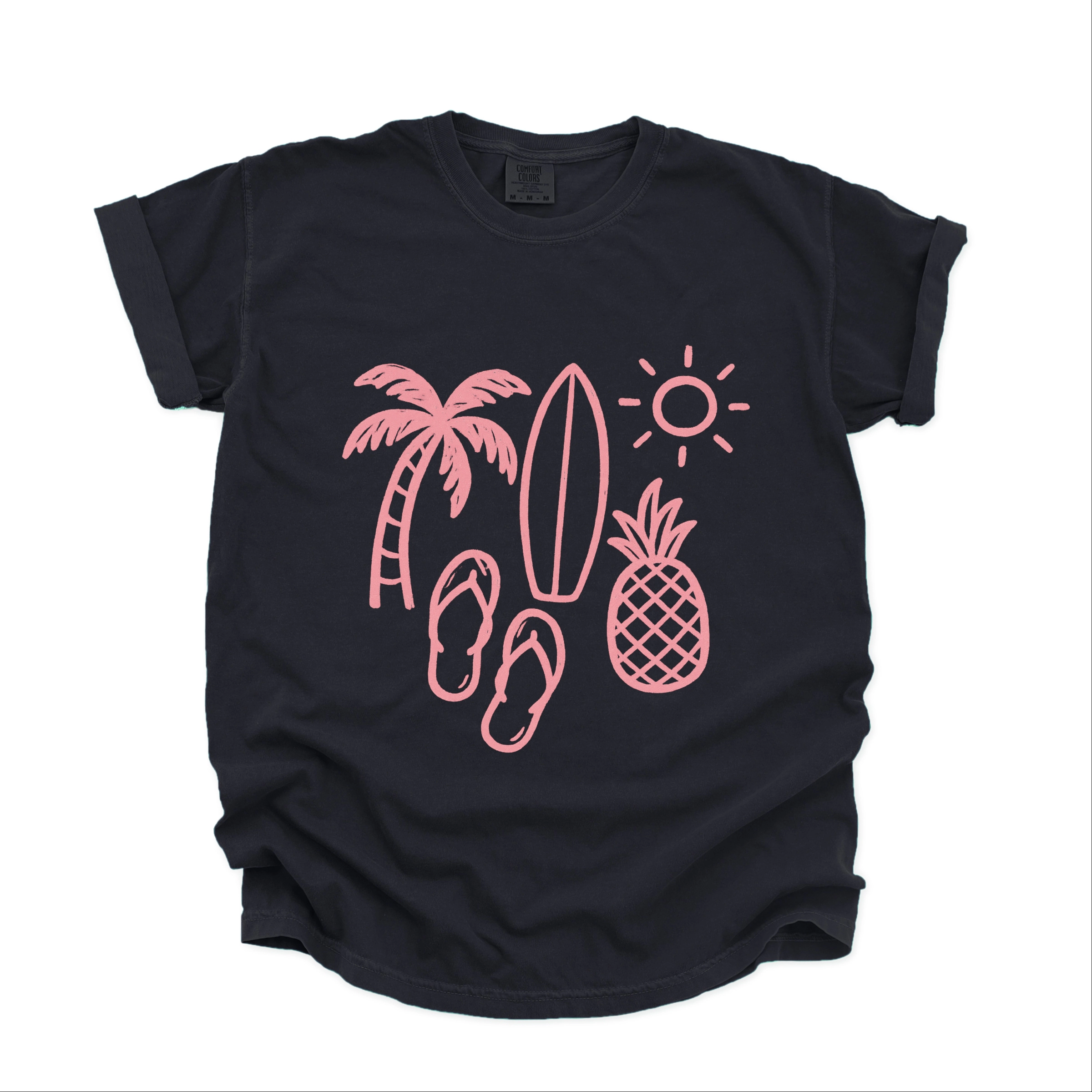 Simply Sage Market - Beach Elements Outline Women's Garment Dyed Graphic T-Shirt