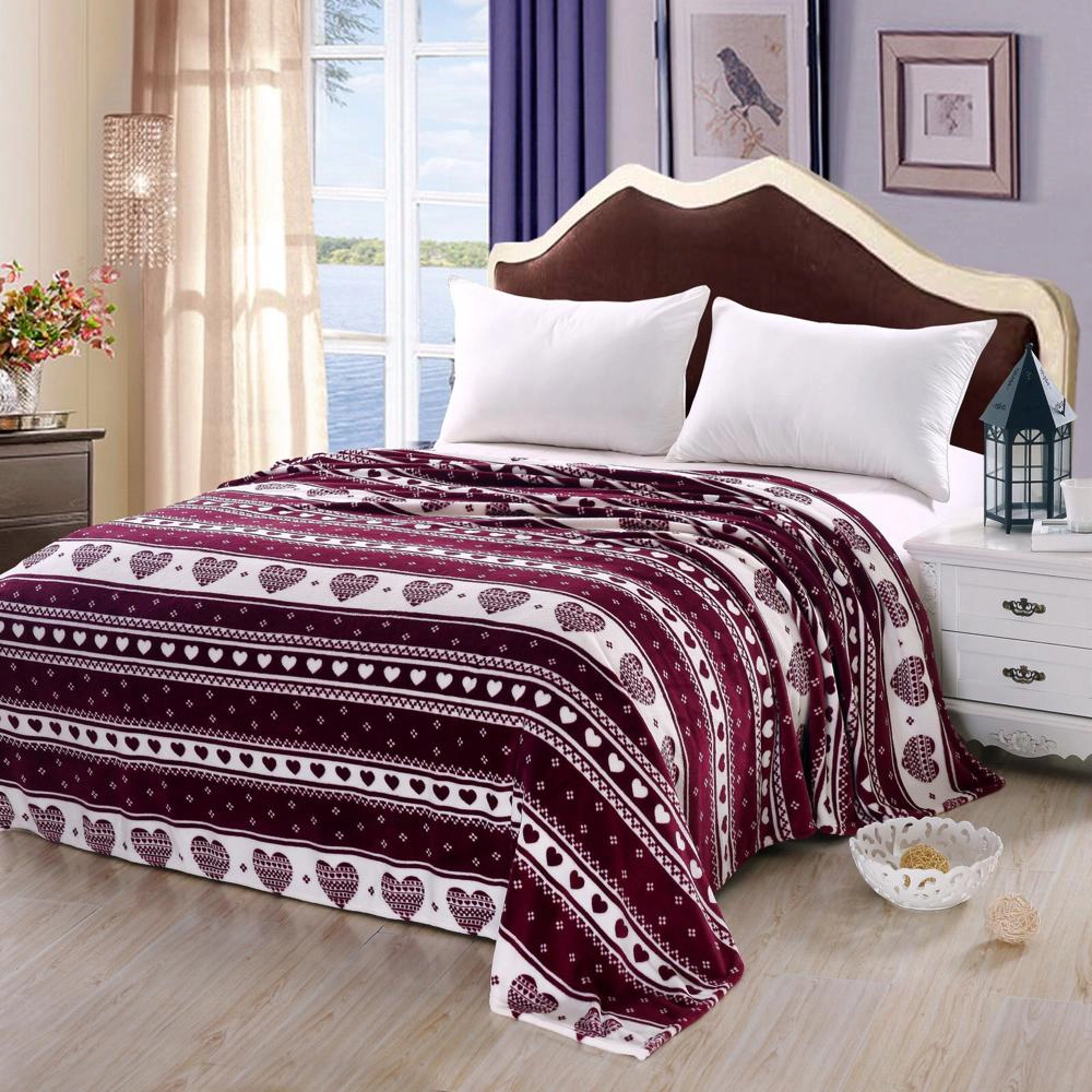 Heartfelt Valentine Micro Plush Blanket Burgundy - Queen 90x90