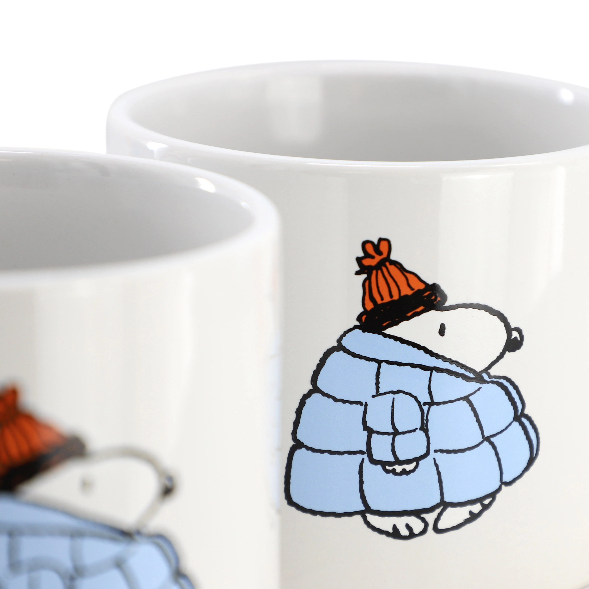 Peanuts All Bundled Up 4 Piece 19 Ounce Stackable Stoneware Mug Set in Peach