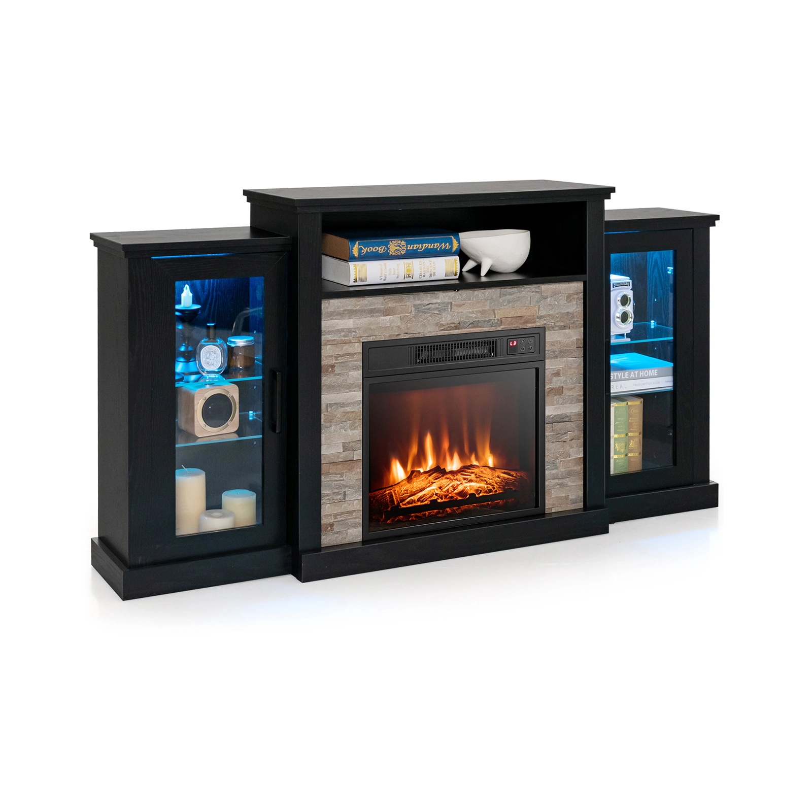 Hivvago Fireplace Tv Stand With 16-Color Led Lights For Tvs Up To 65 Inch