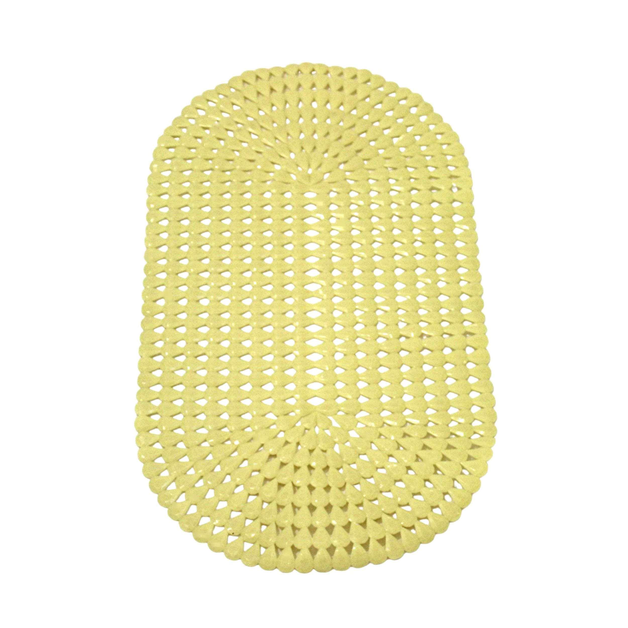 Home Collection Yellow Oval Bath Mat with Suction Cups 27" x 15"
