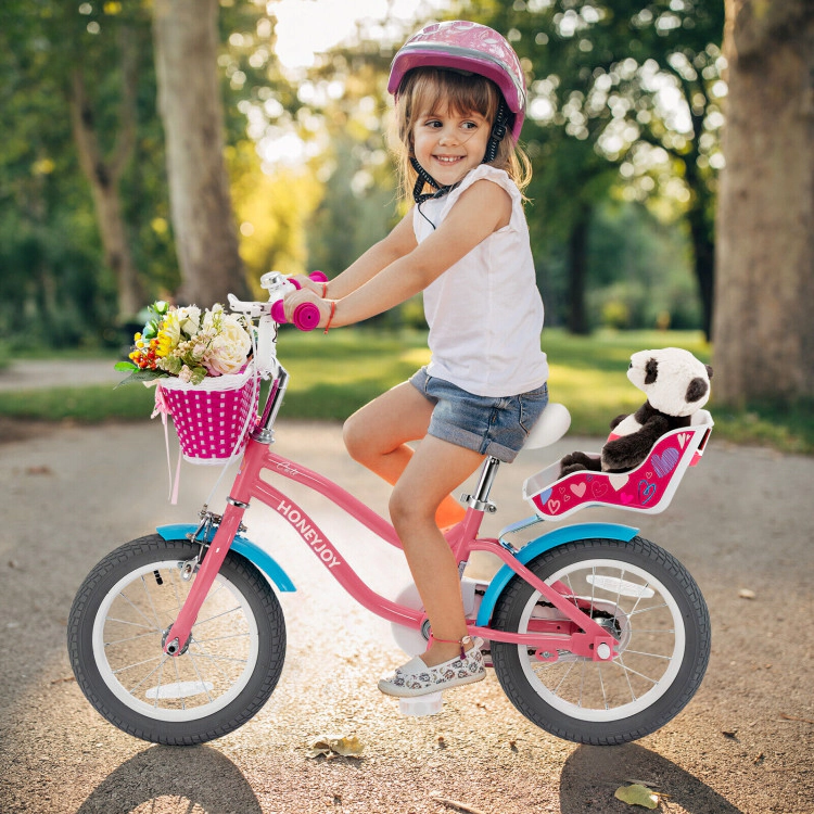 Hivvago Kids Bicycle with Training Wheels and Basket for Boys and Girls Age 3-9 Years