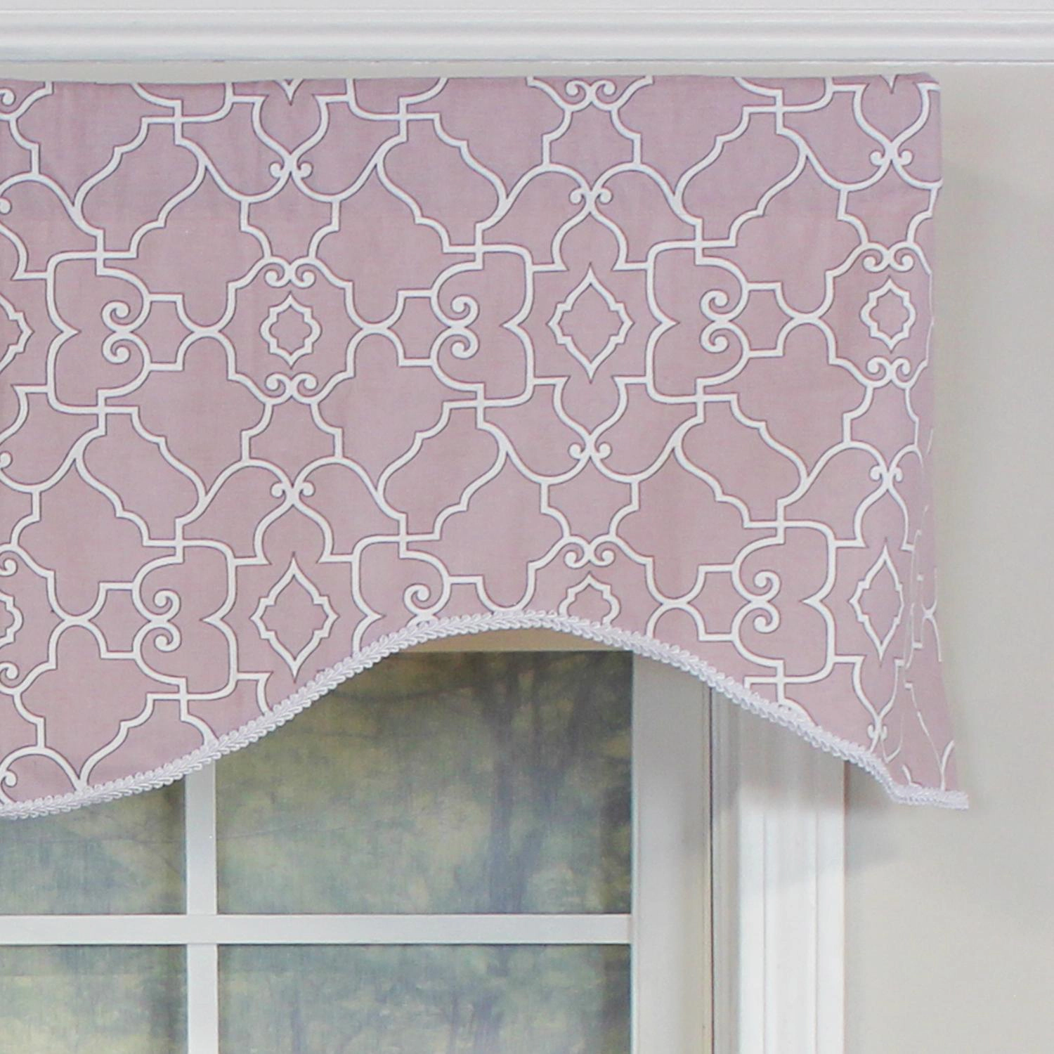 RLF Home Haven Trimmed Cornice 100% Cotton with Fully Lined 3" Rod Pocket Valnance for Windows 50" x 17" Quartz