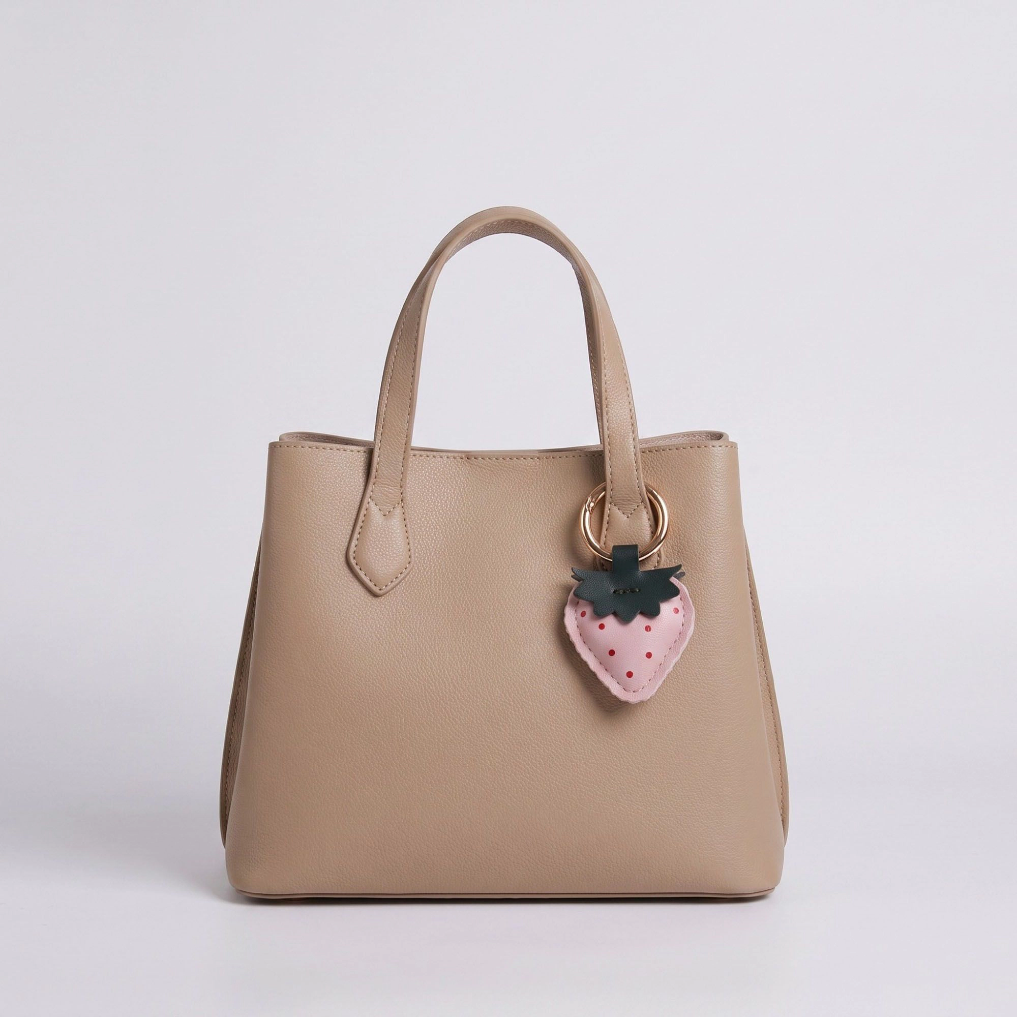 Alilang Women's Strawberry Bag Charm with Pink Polka Dots and Gold Tone Ring Clip